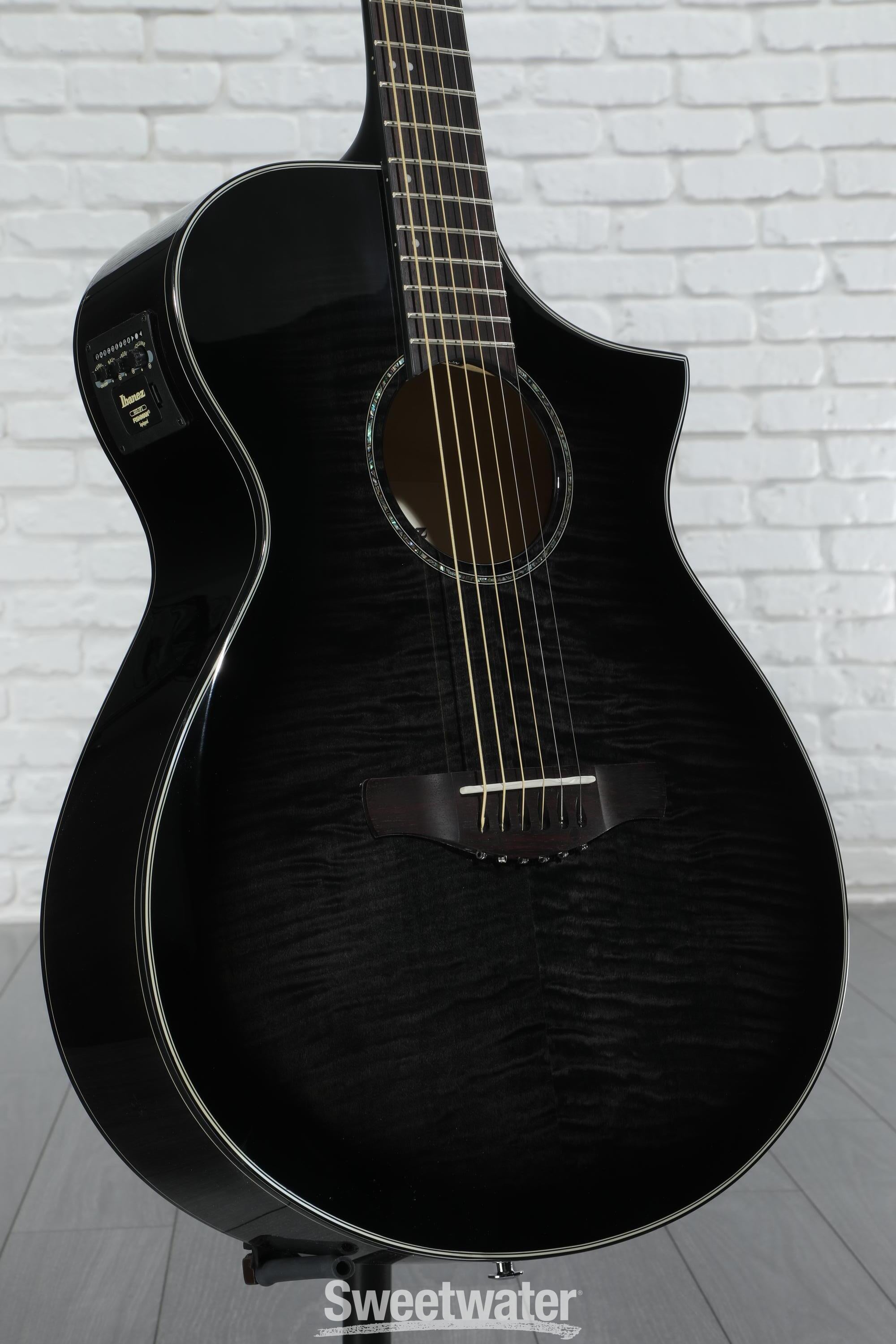 2023.03購入ほぼ未使用Ibanez エレアコブラックAEWC400-TKS Ibanez AEWC400 Grand Concert A/E Guitar, Flame Maple Top