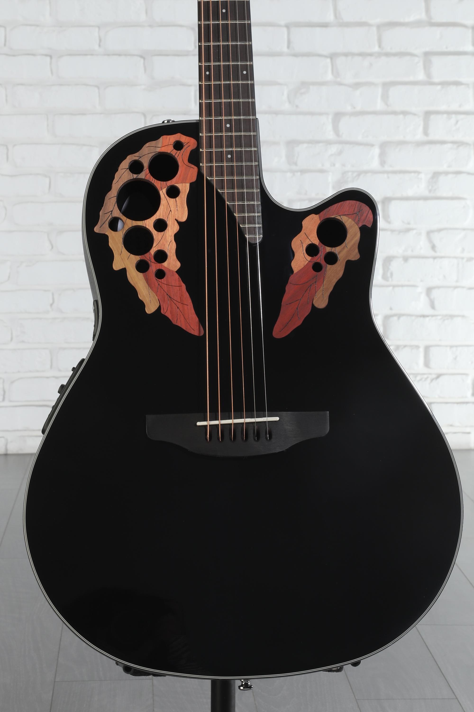 ギター Ovation Celebrity Elite CE44-5 Ovation Elite Celebrity Mid-Depth Acoustic-Electric Guitar - Black