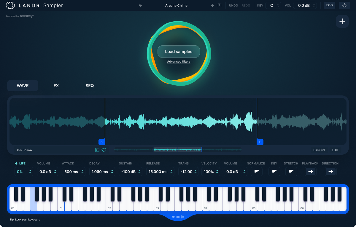 Photo of LANDR Sampler Virtual Sample Editor and Sequencer