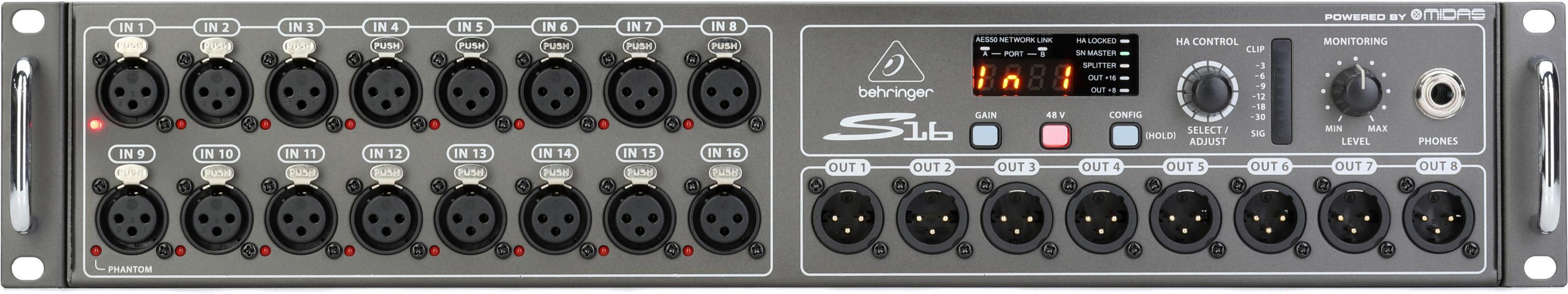 Behringer S16 16-input / 8-output Digital Stage Box | Sweetwater
