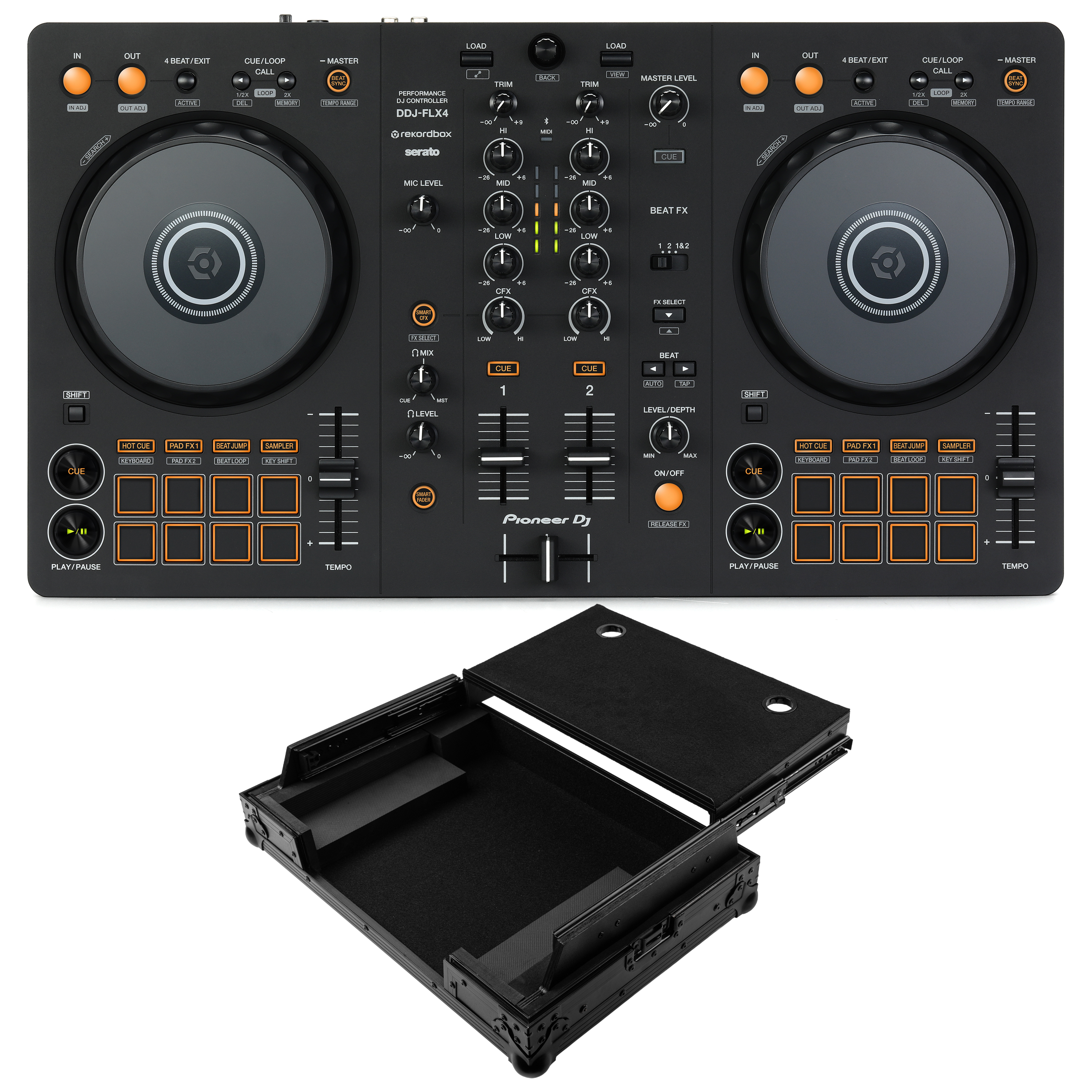 Pioneer DJ DDJ-FLX4 2-deck rekordbox and Serato DJ Controller with