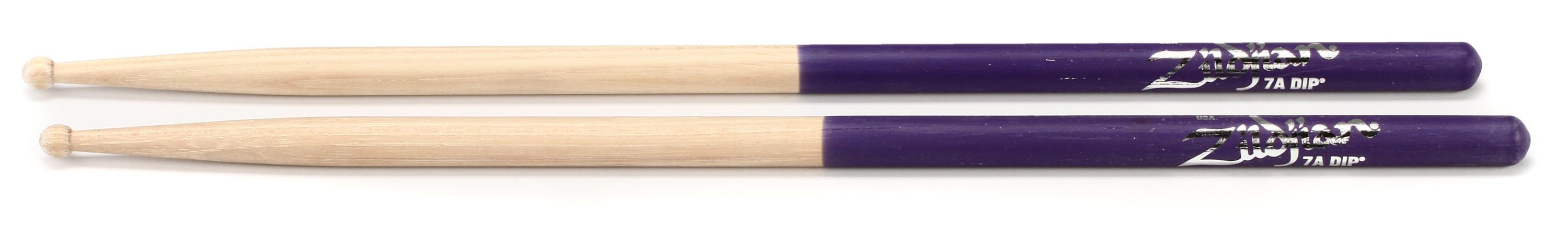 Zildjian Hickory Dip Series Drumsticks - 7A - Wood Tip - Purple