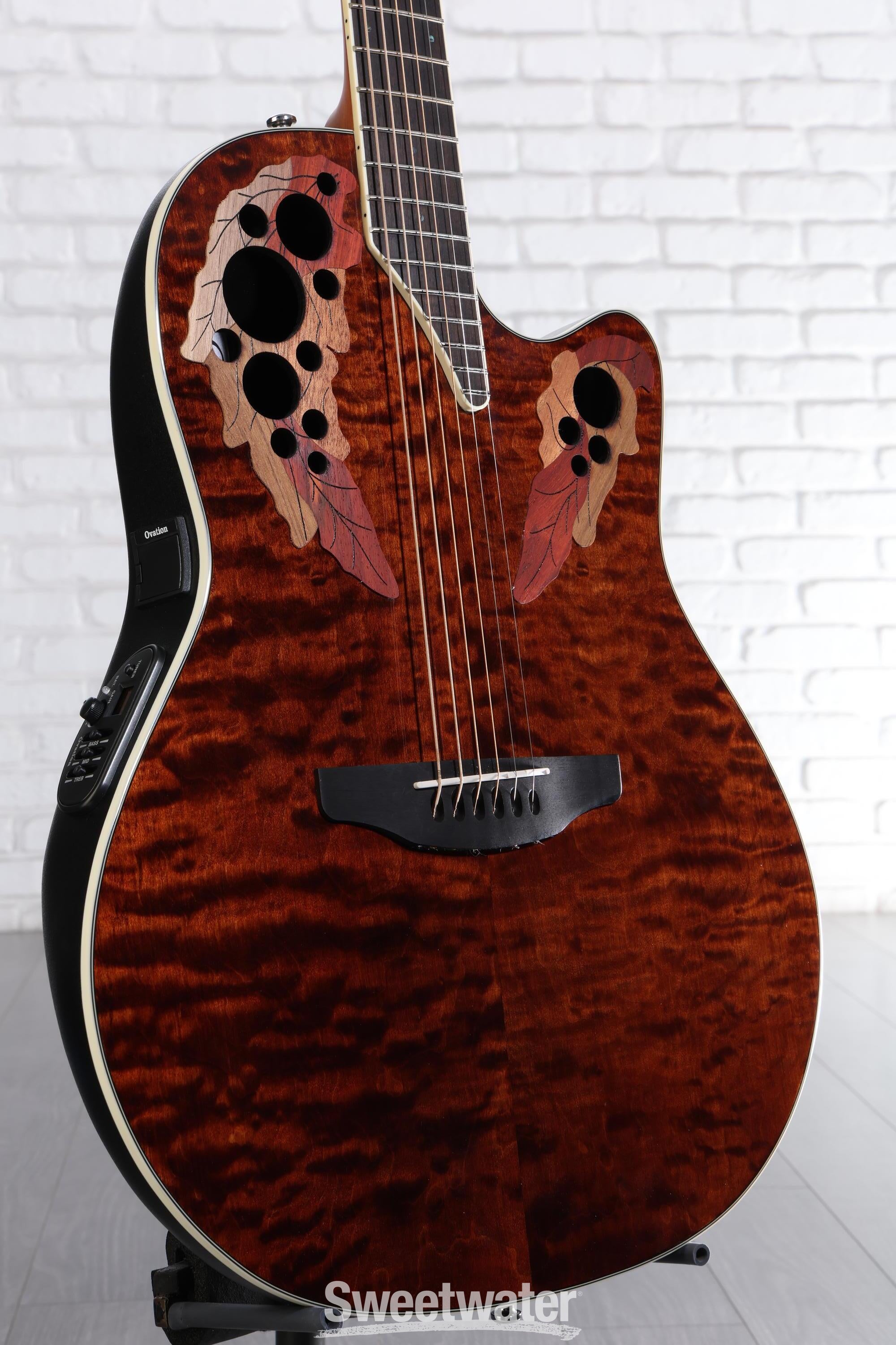 Photo of Ovation Celebrity Elite CE48P-TGE Super Shallow Acoustic-Electric Guitar - Tiger Eye