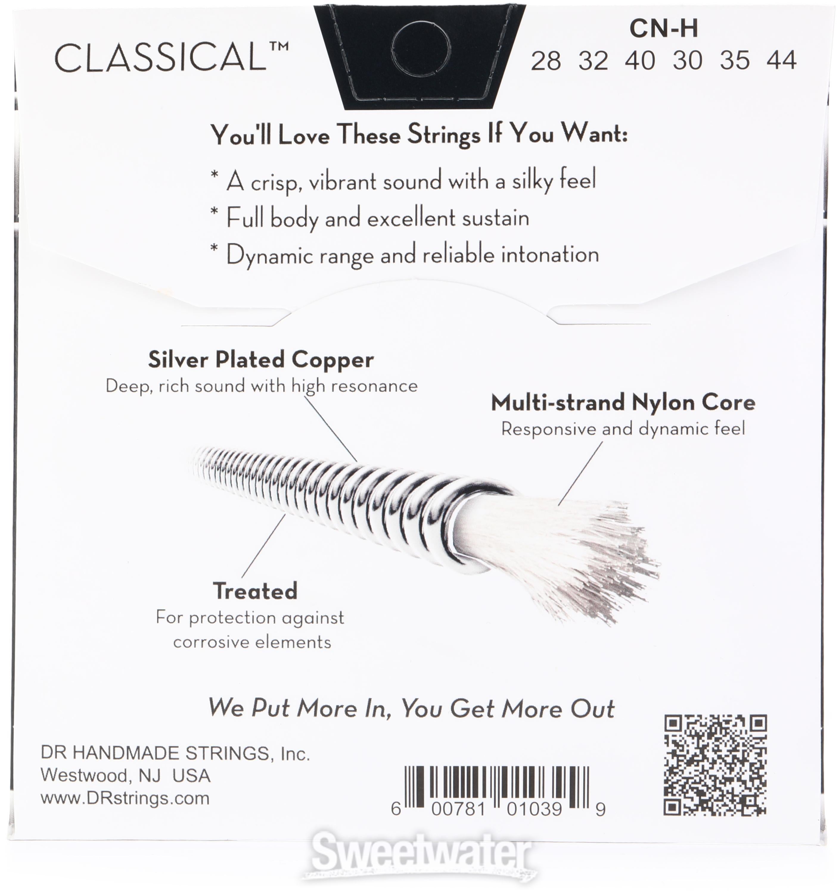 DR Strings CN-H Classical Nylon Silver-plated Strings - .028-.044 