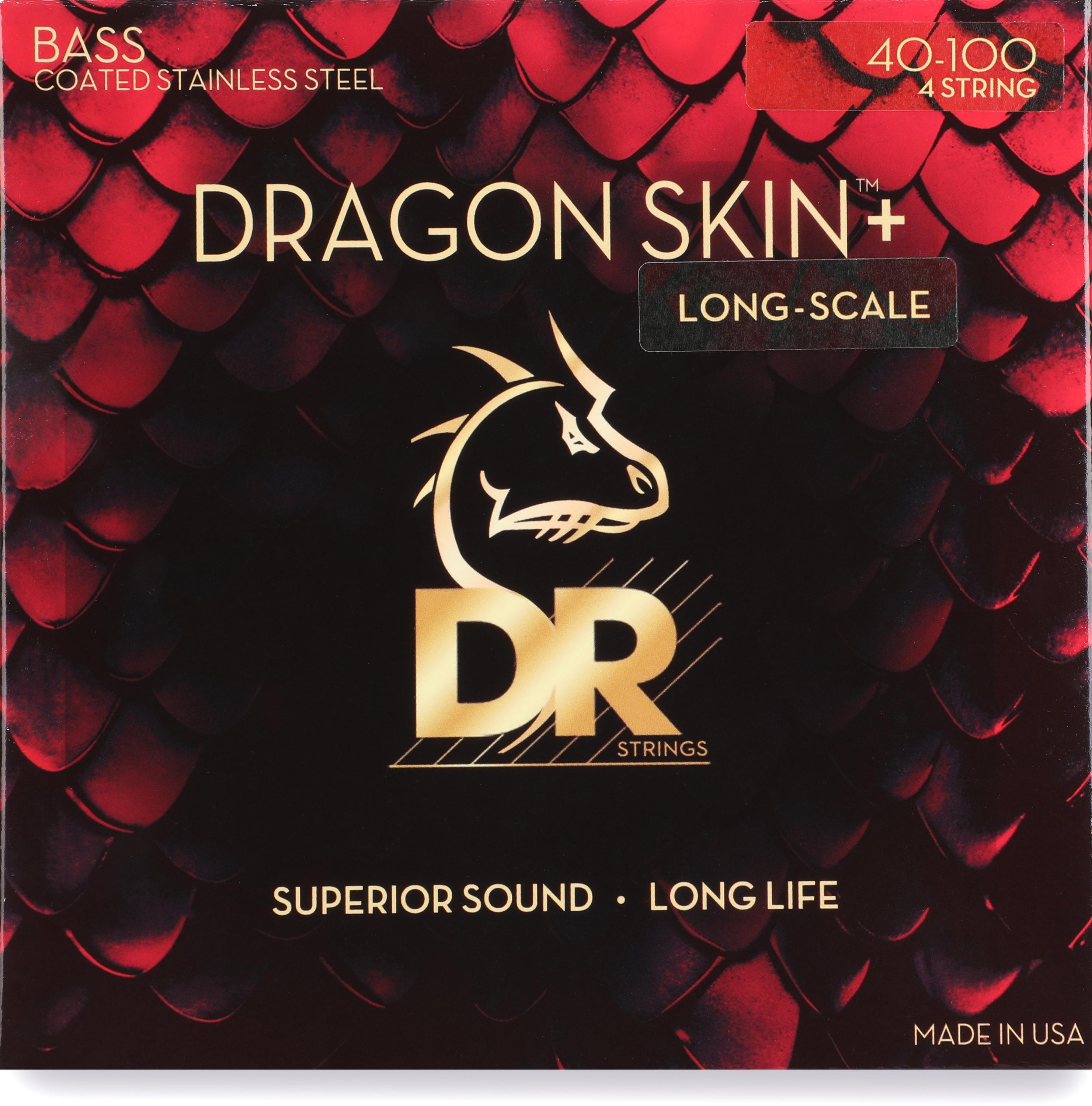 Photo of DR Strings Dragon Skin+ Coated Bass Guitar Strings - .040-.100 Light