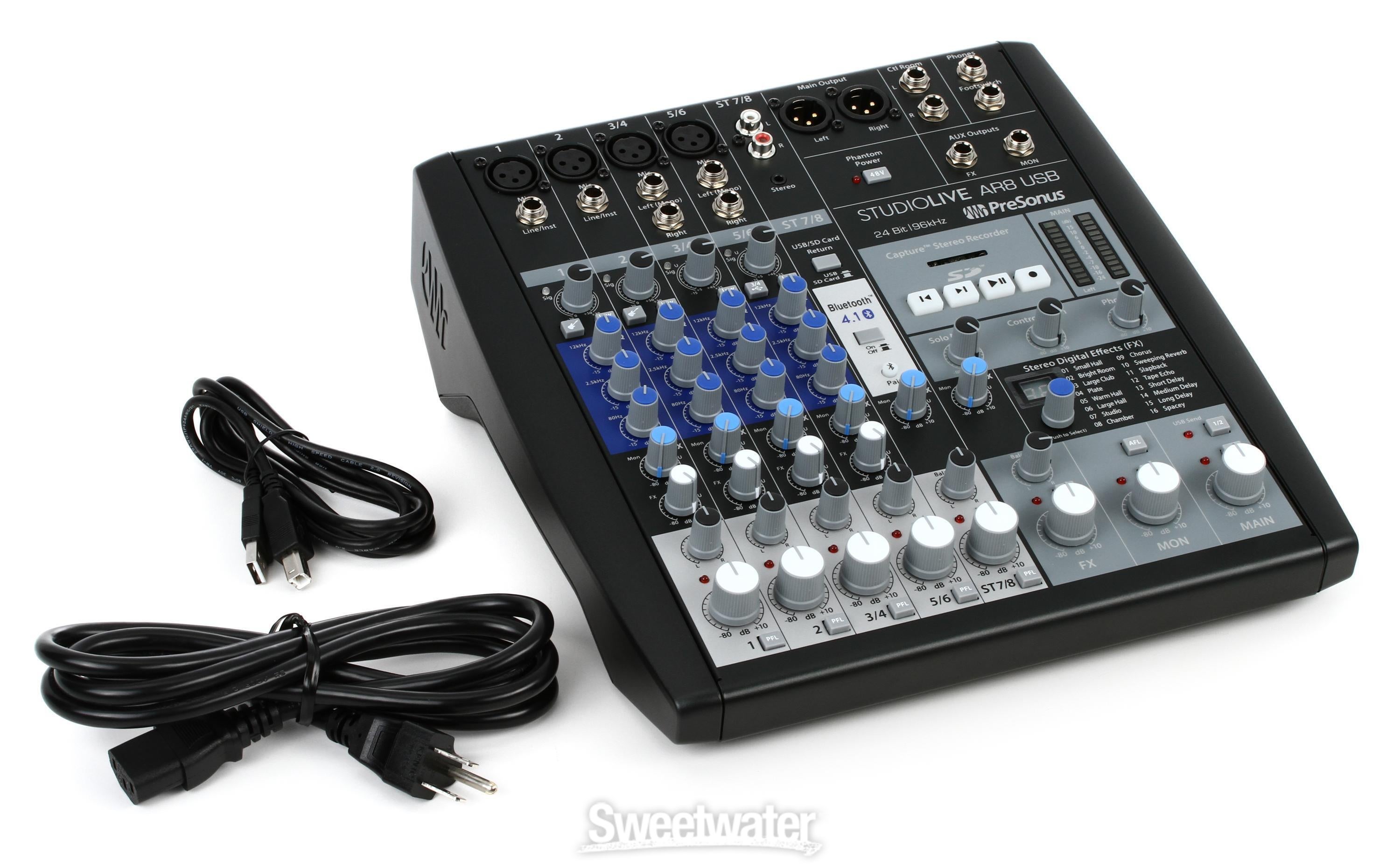 PreSonus StudioLive AR8 USB Mixer and Audio Interface with Effects