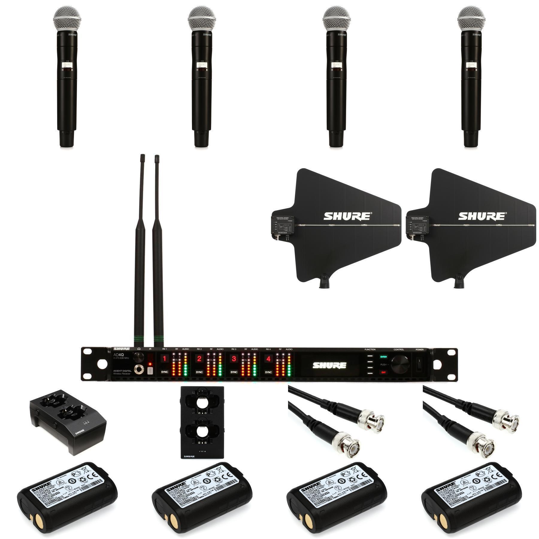 Shure AD4Q Four-channel Axient Handheld Wireless Bundle | Sweetwater