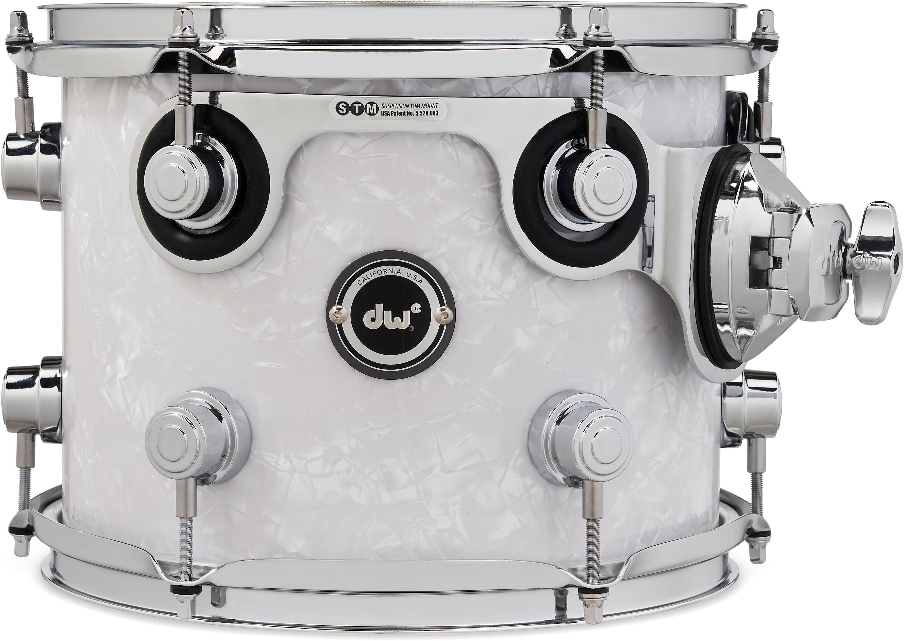 Photo of DW DWe e33 Mounted Tom - 8 inches x 10 inches, White Marine Pearl Finish Ply