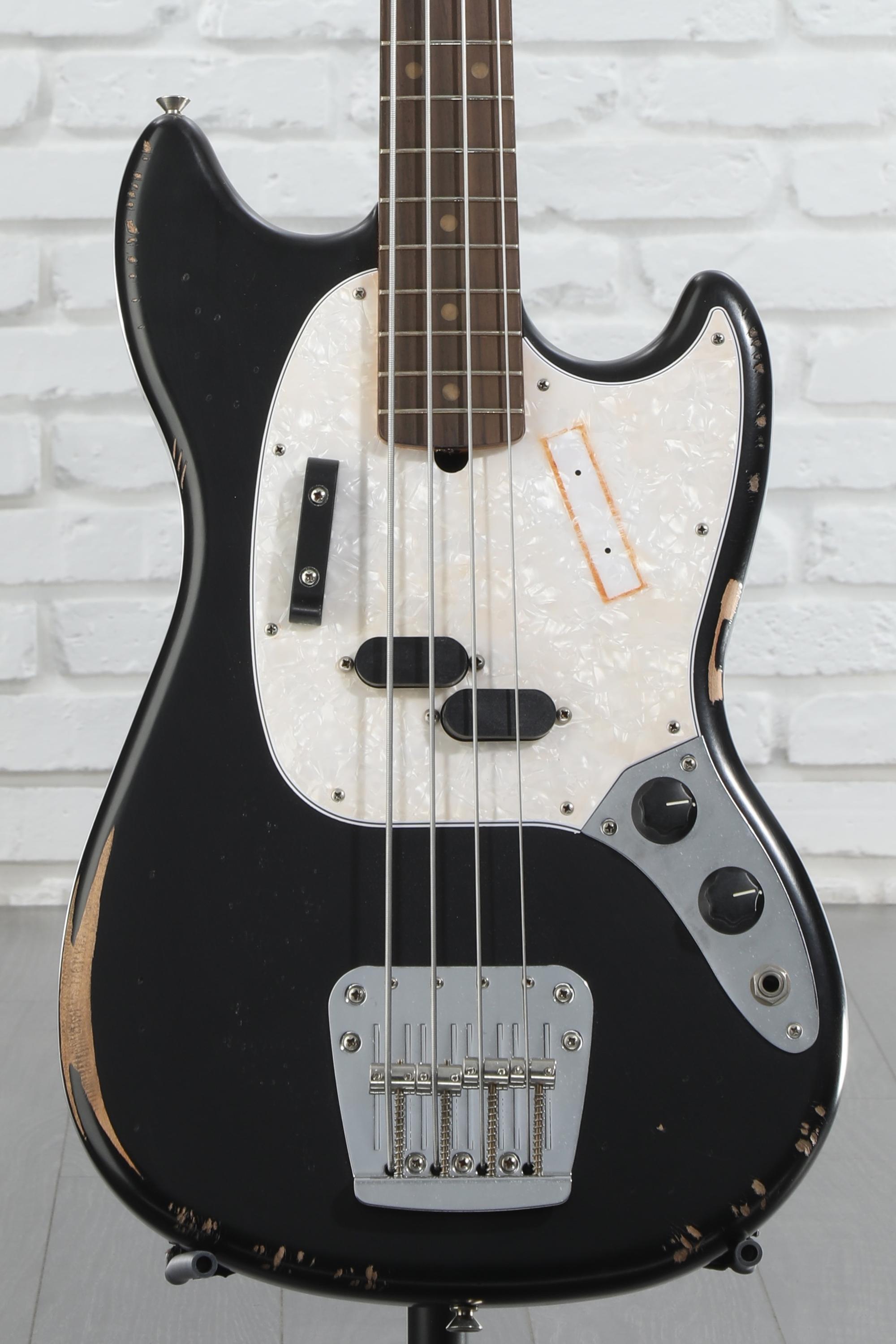 Fender JMJ Road Worn Mustang Bass - Black | Sweetwater