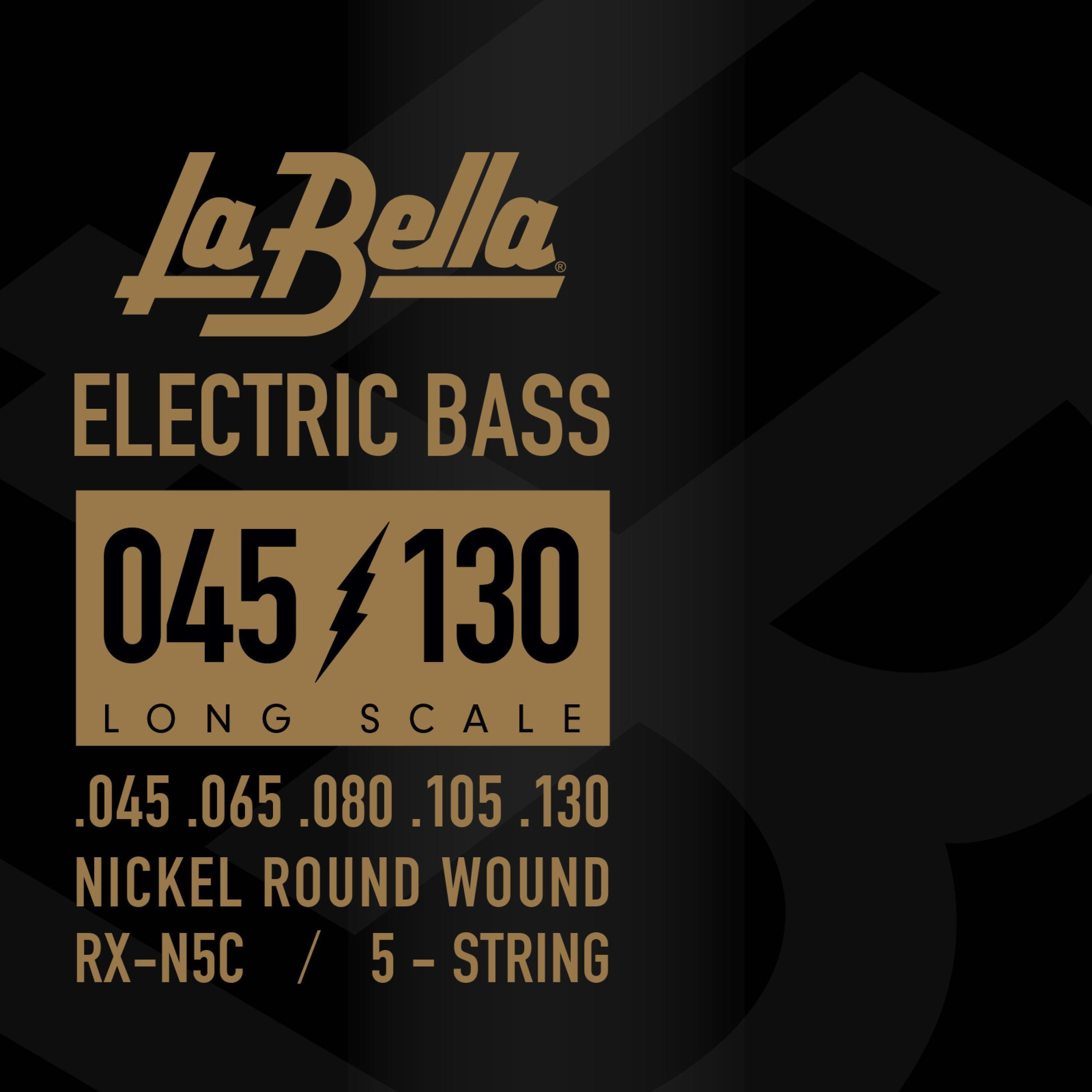 Photo of La Bella RX-N5C Rx Nickel Roundwound Bass Guitar Strings - .045-.130 Long Scale, 5-string