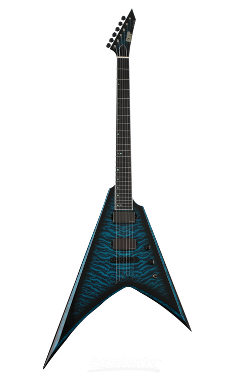 ESP USA V-II Quilted Maple Limited Edition - Black Aqua Sunburst