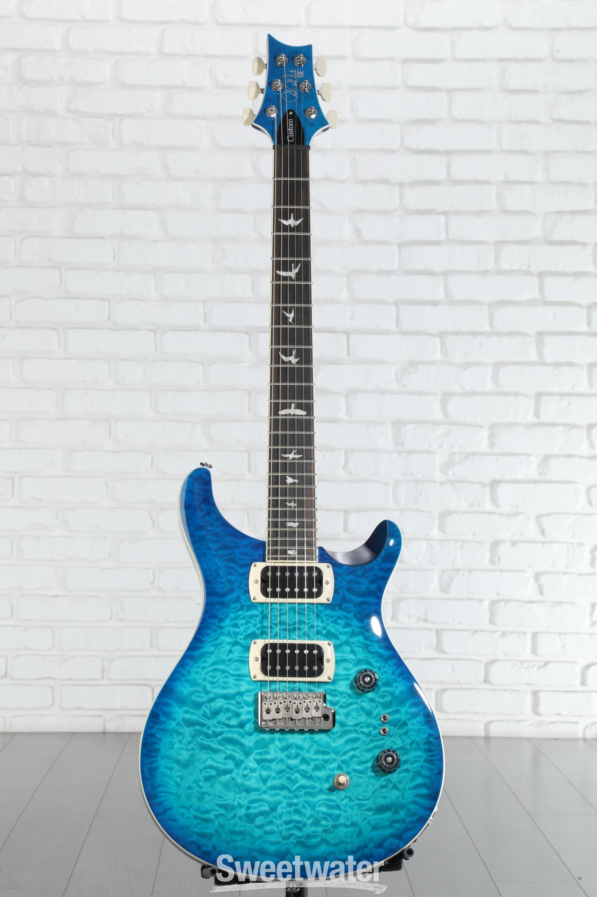 PRS SE Custom 24-08 Quilt Electric Guitar - Lake Blue | Sweetwater