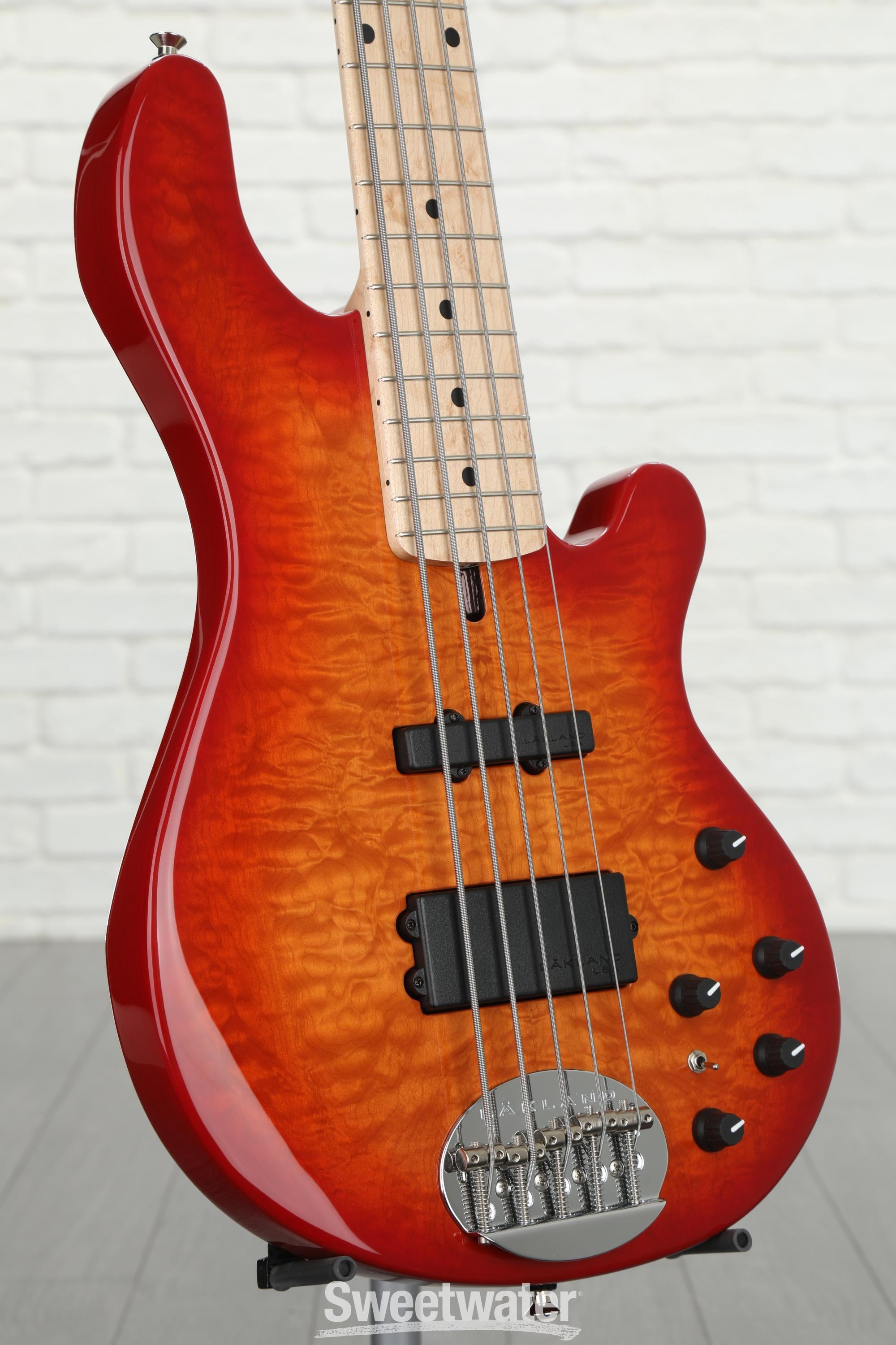 Lakland USA 55-94 Deluxe Quilted Maple Bass Guitar - Cherry Sunburst with  Maple Fingerboard