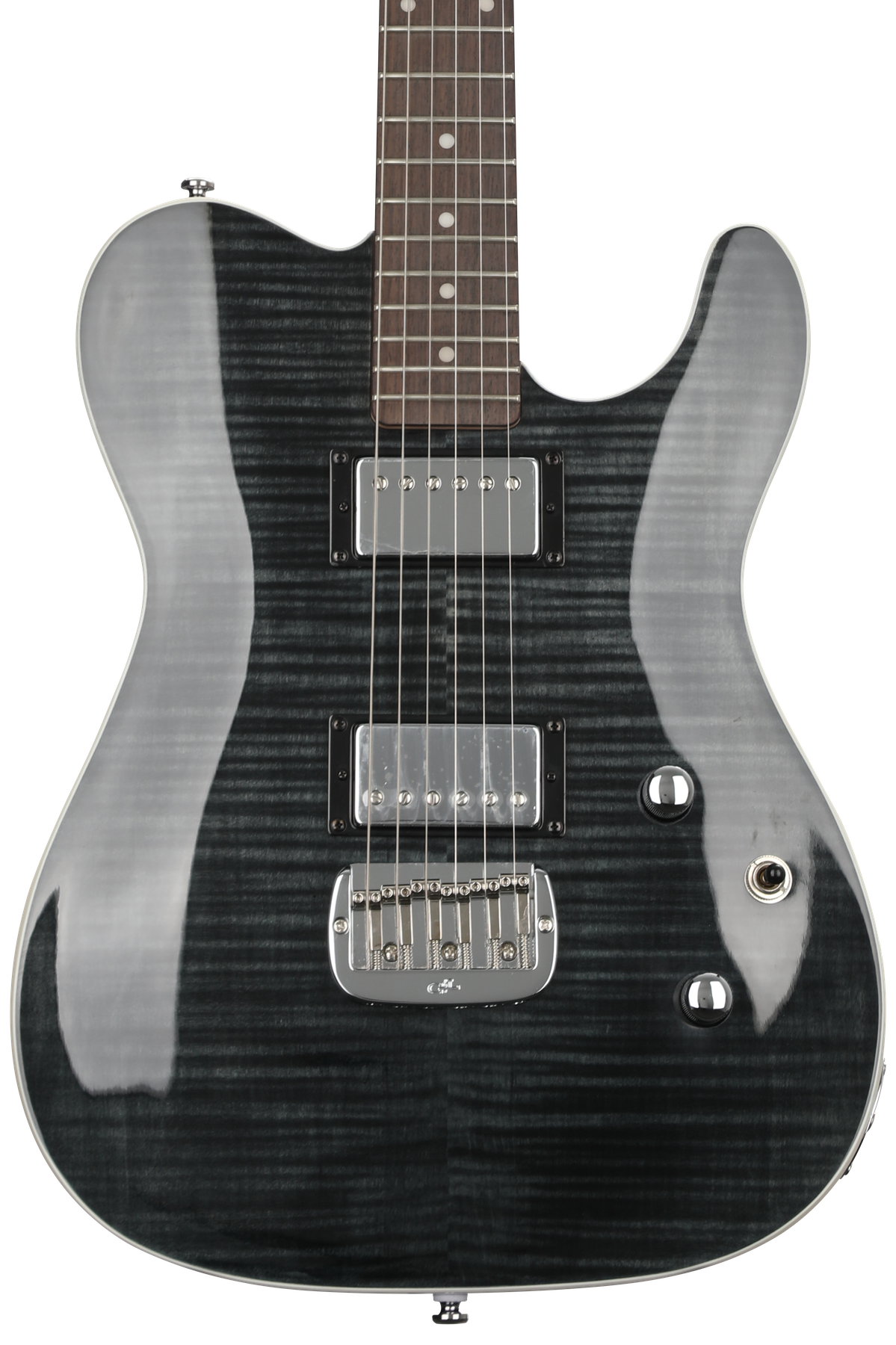 G&L Tribute ASAT Deluxe Carved Top Electric Guitar - Trans Black with  Indian Rosewood Fingerboard