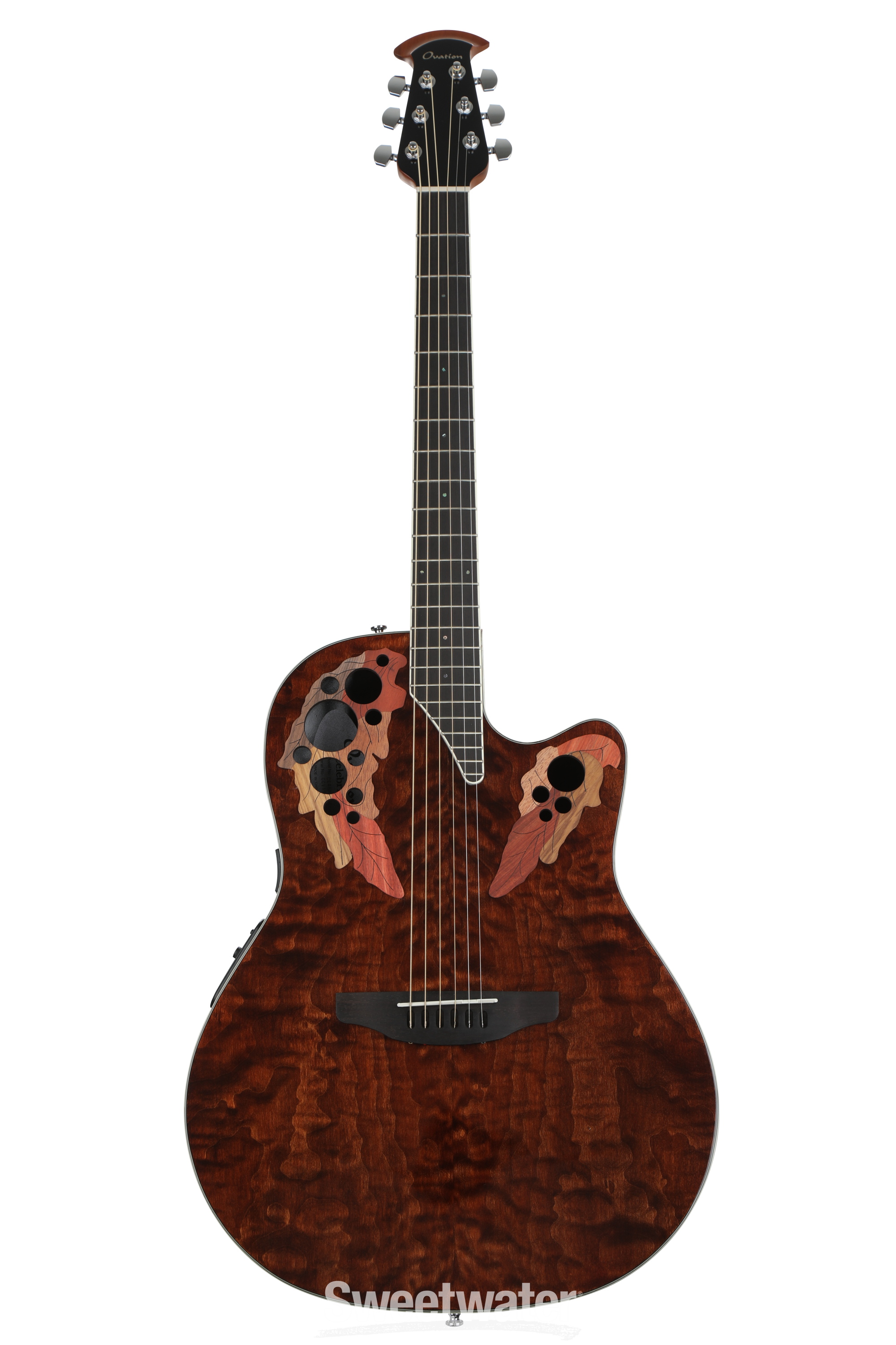 Ovation Celebrity Elite CE48P-TGE Super Shallow Acoustic-Electric Guitar -  Tiger Eye | Sweetwater