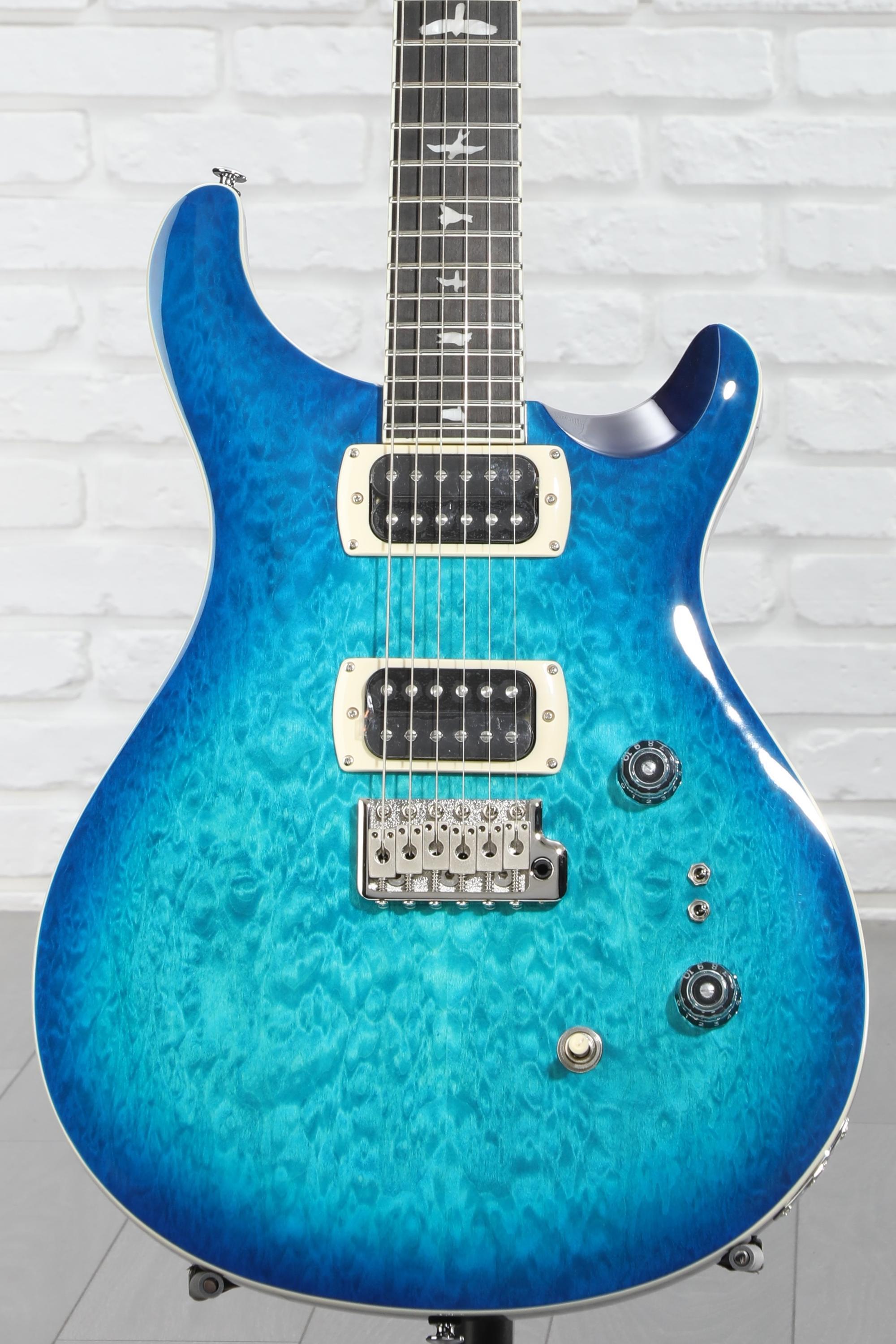 ギター PRS SE Custom24 Lake Blue Midnight Burst PRS SE Exotic Series Custom 24-08 Poplar Burl - Lake Blue Midnight