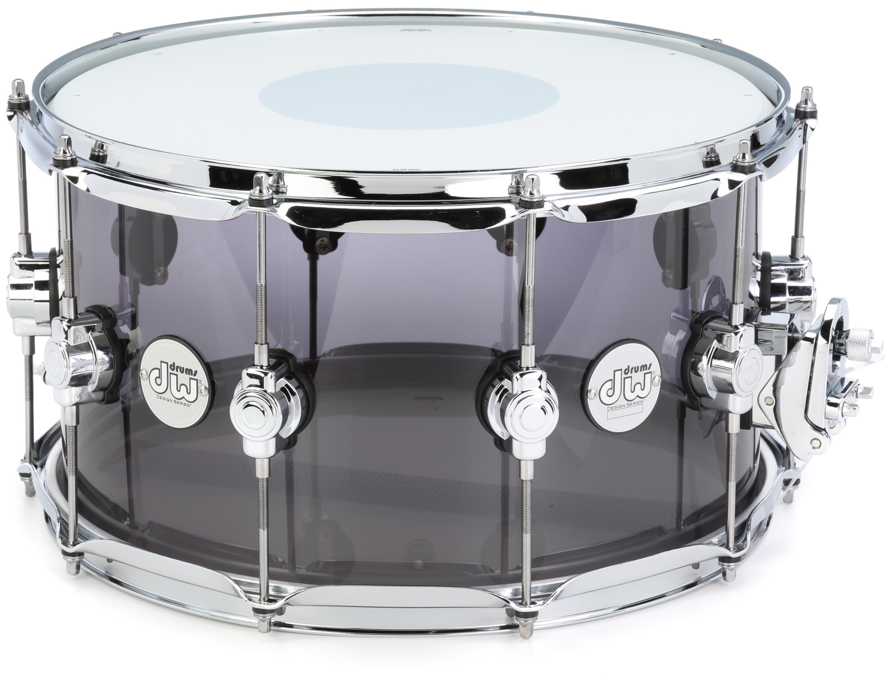 DW Design Series Acrylic Snare Drum - 8 inch x 14 inch, Smoke Glass ...