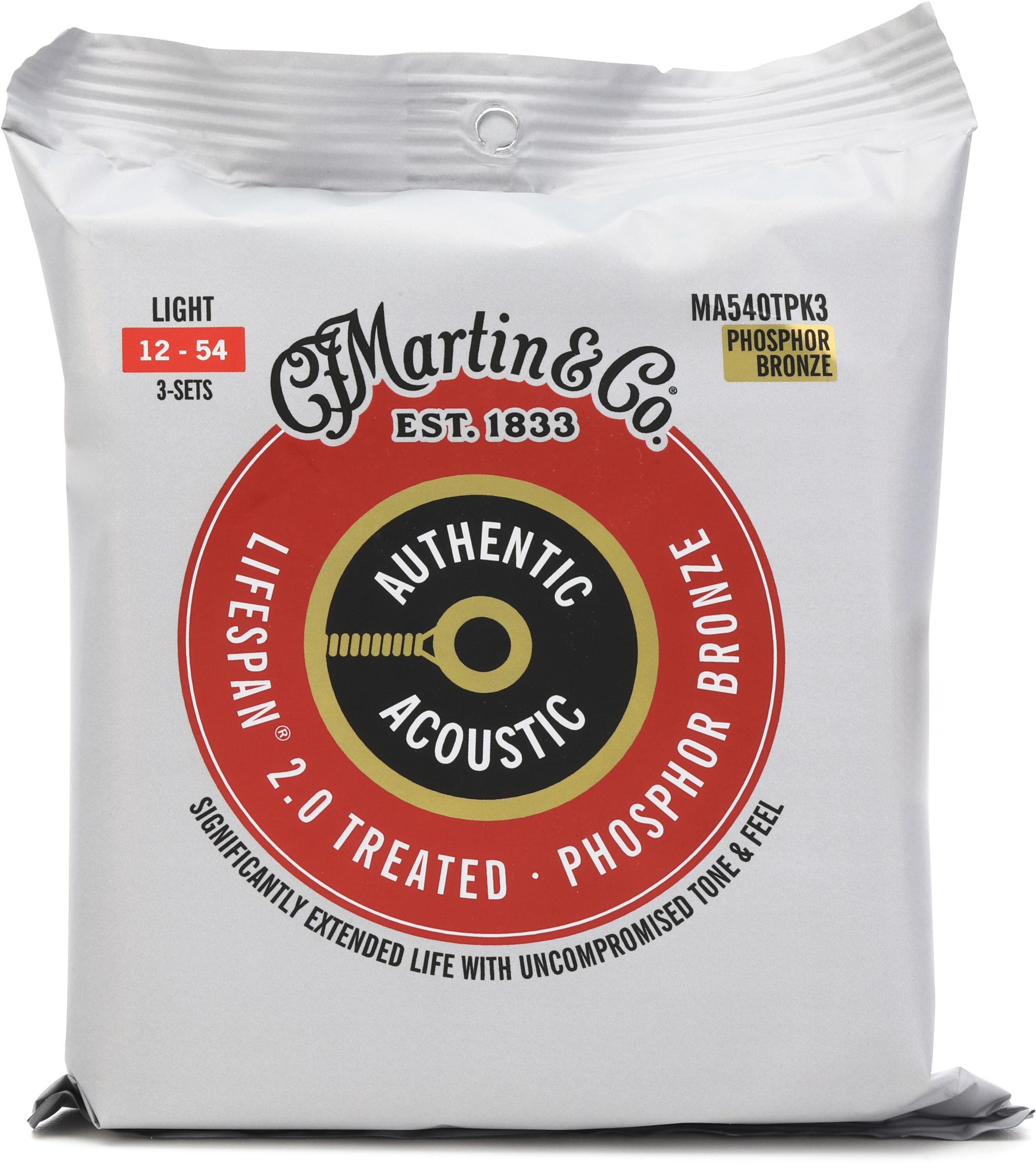 Photo of Martin MA540T Authentic Acoustic Lifespan 2.0 Treated 92/8 Phosphor Bronze Guitar Strings - .012-.054 Light (3-pack)