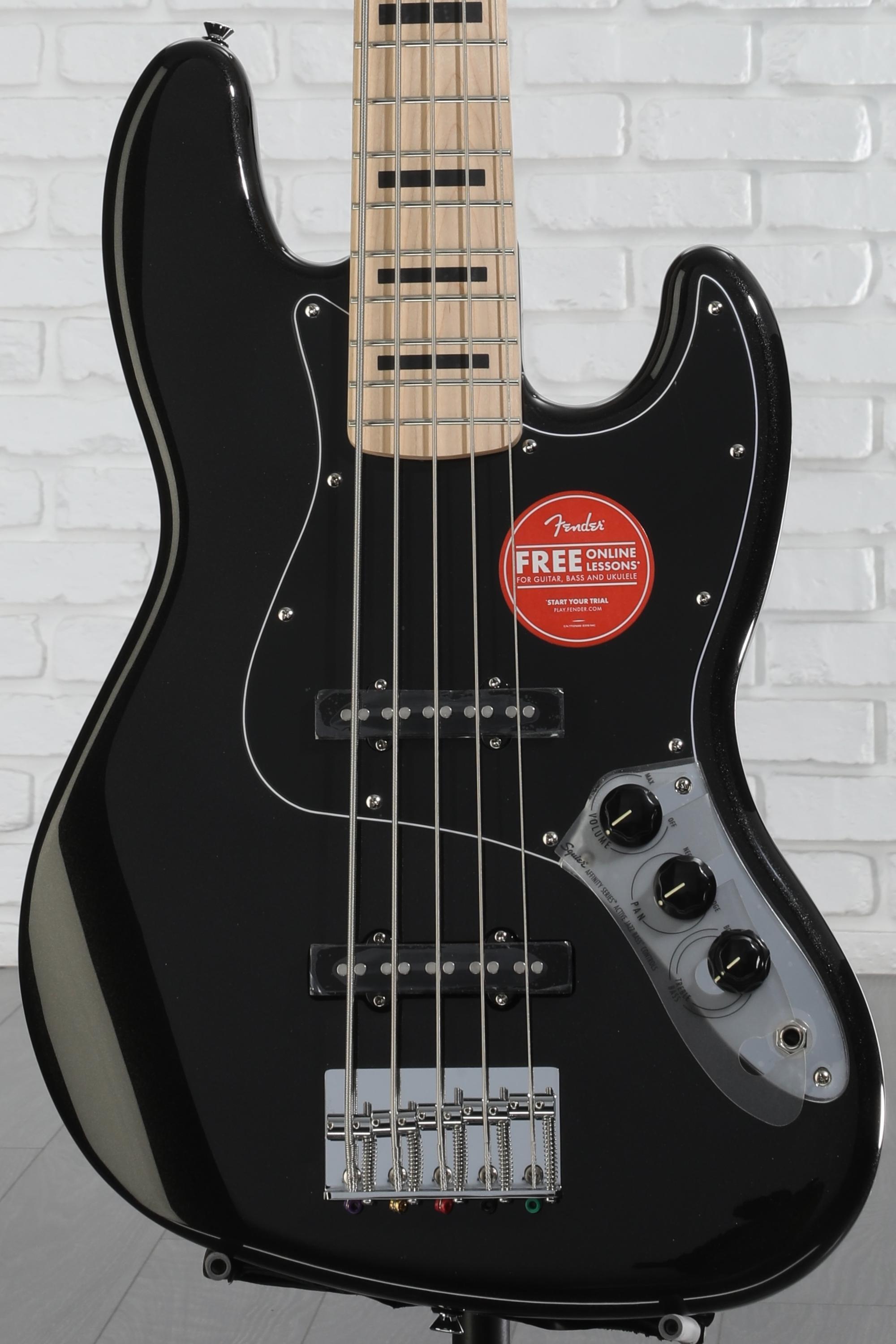 Squier Affinity Series Active Jazz Bass V - Black | Sweetwater
