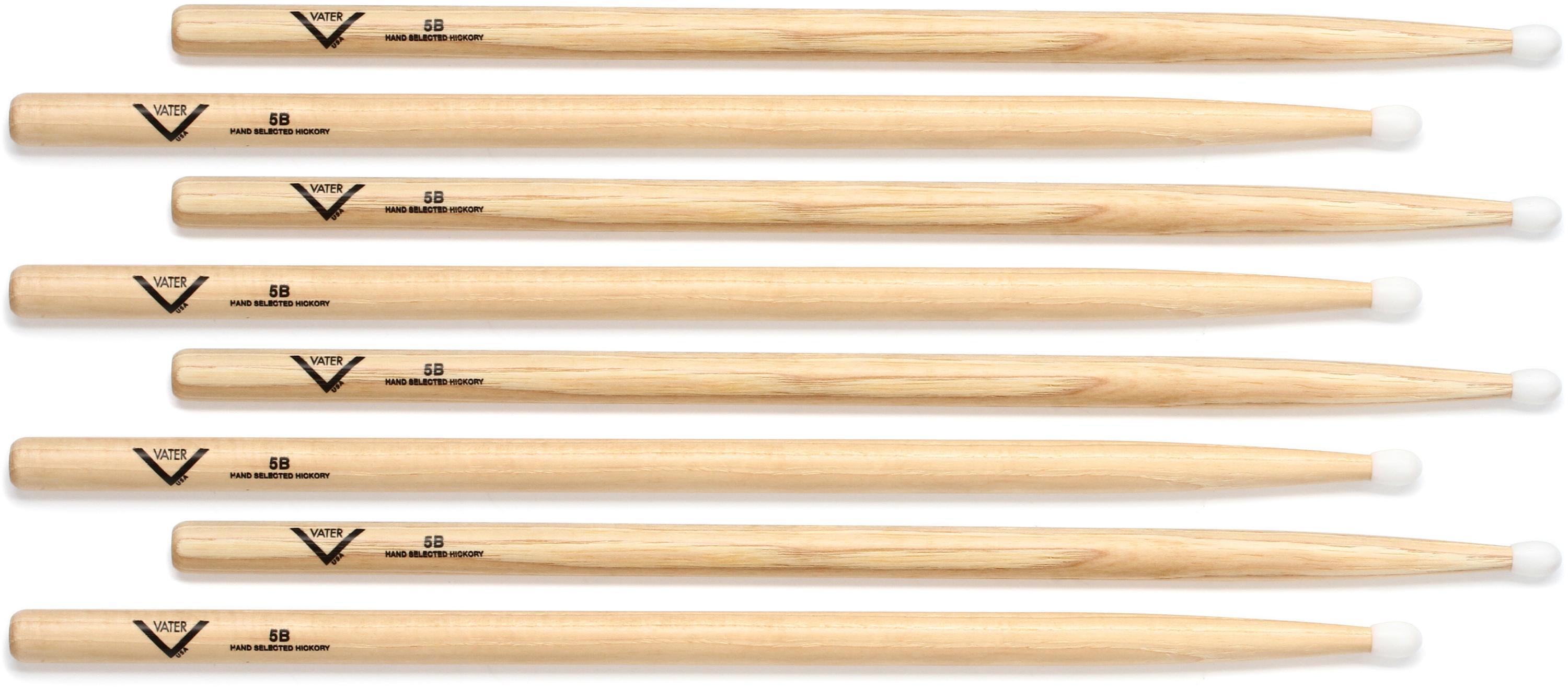 Vater Hickory Drumsticks 4-pack - 5B - Nylon Tip