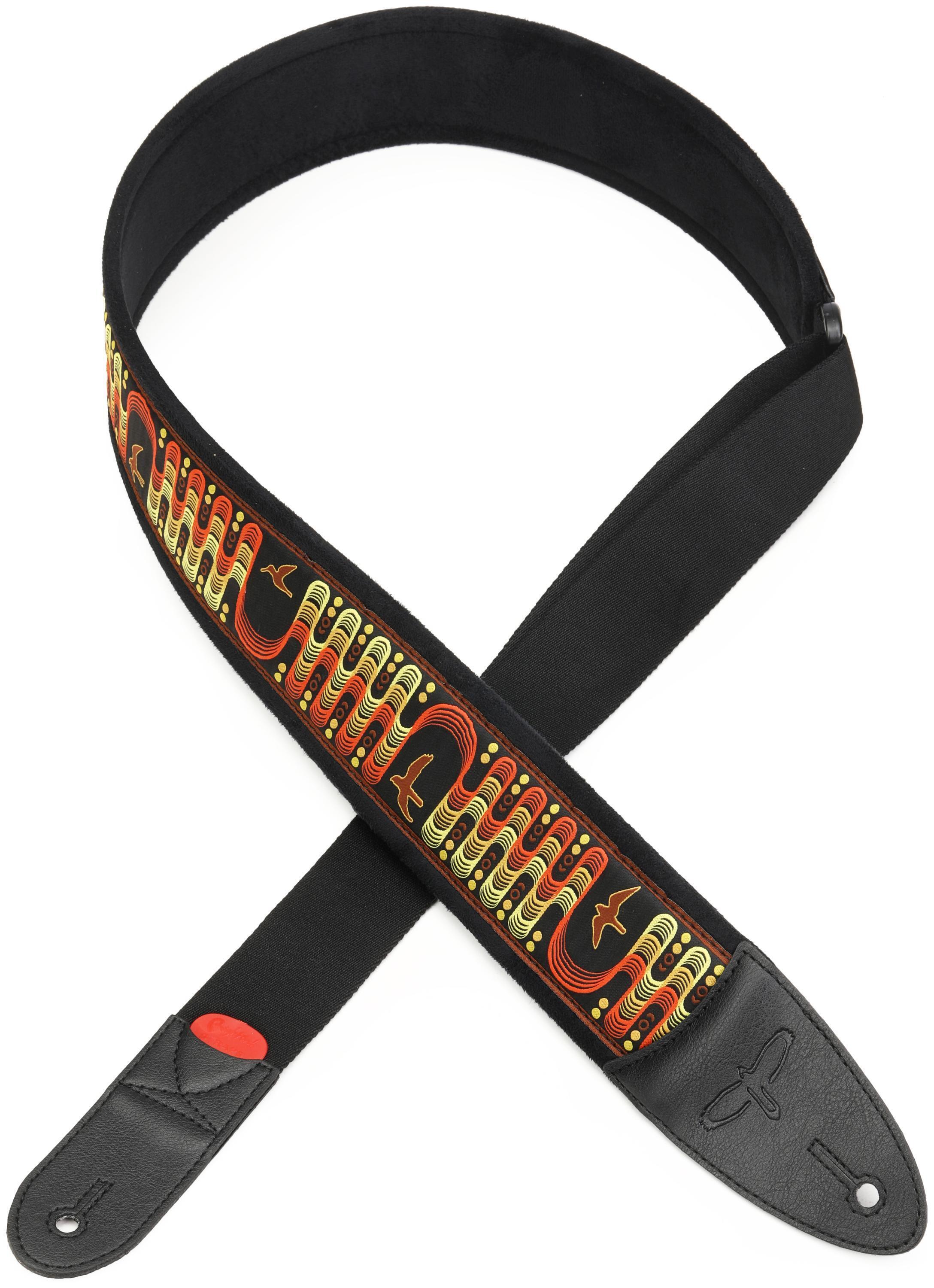 Photo of PRS Padded Guitar Strap with FLASH Custom Jacquard Birds Wavelength - Yellow