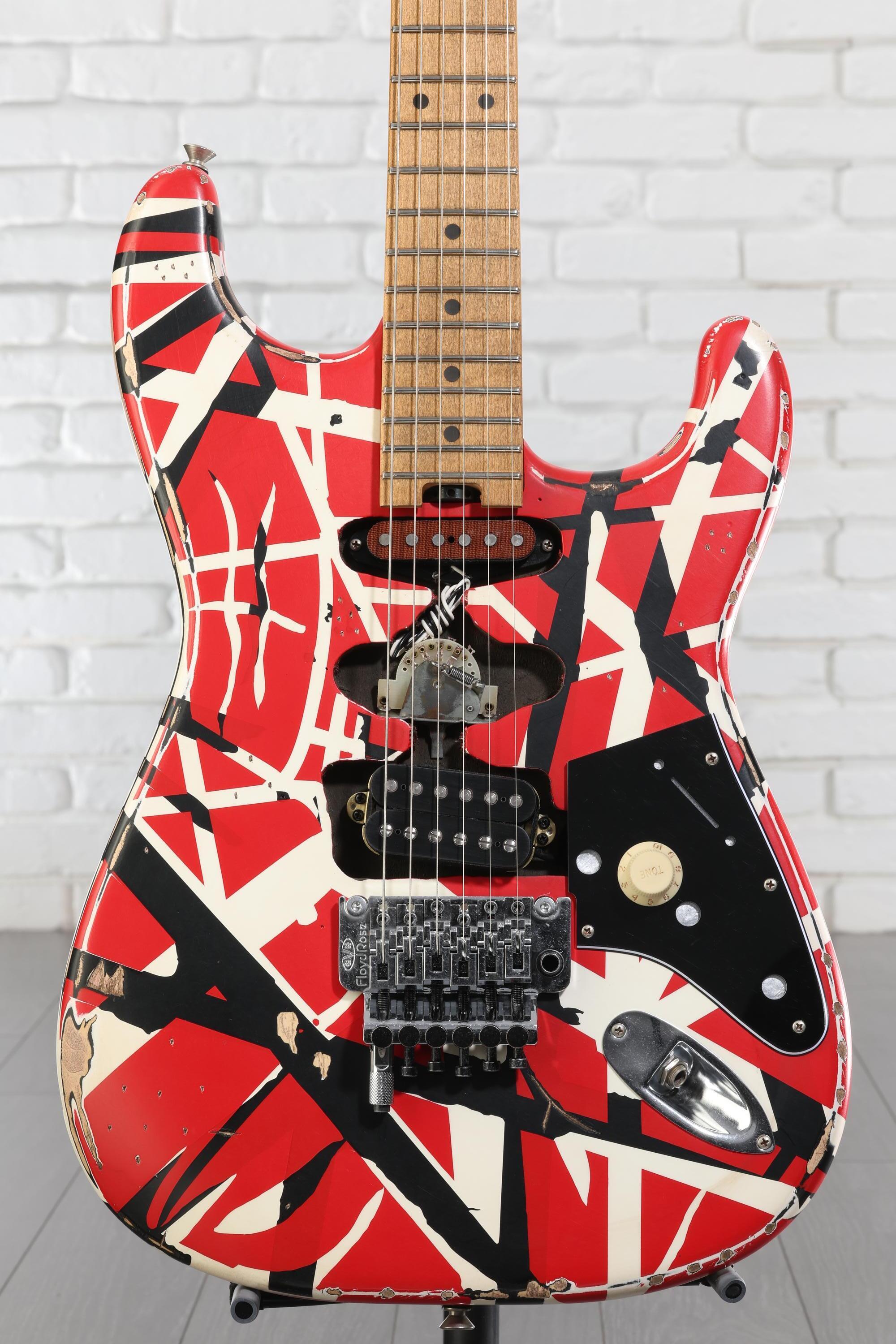 EVH Striped Series Frankenstein Relic - Red/Black/White | Sweetwater