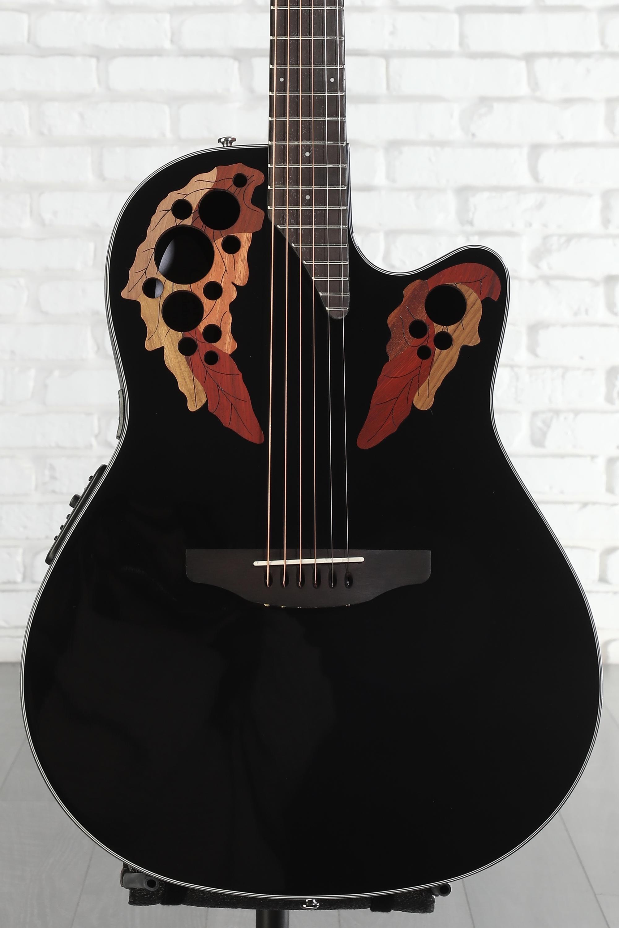 Ovation Elite Celebrity Mid-Depth Acoustic-Electric Guitar - Black