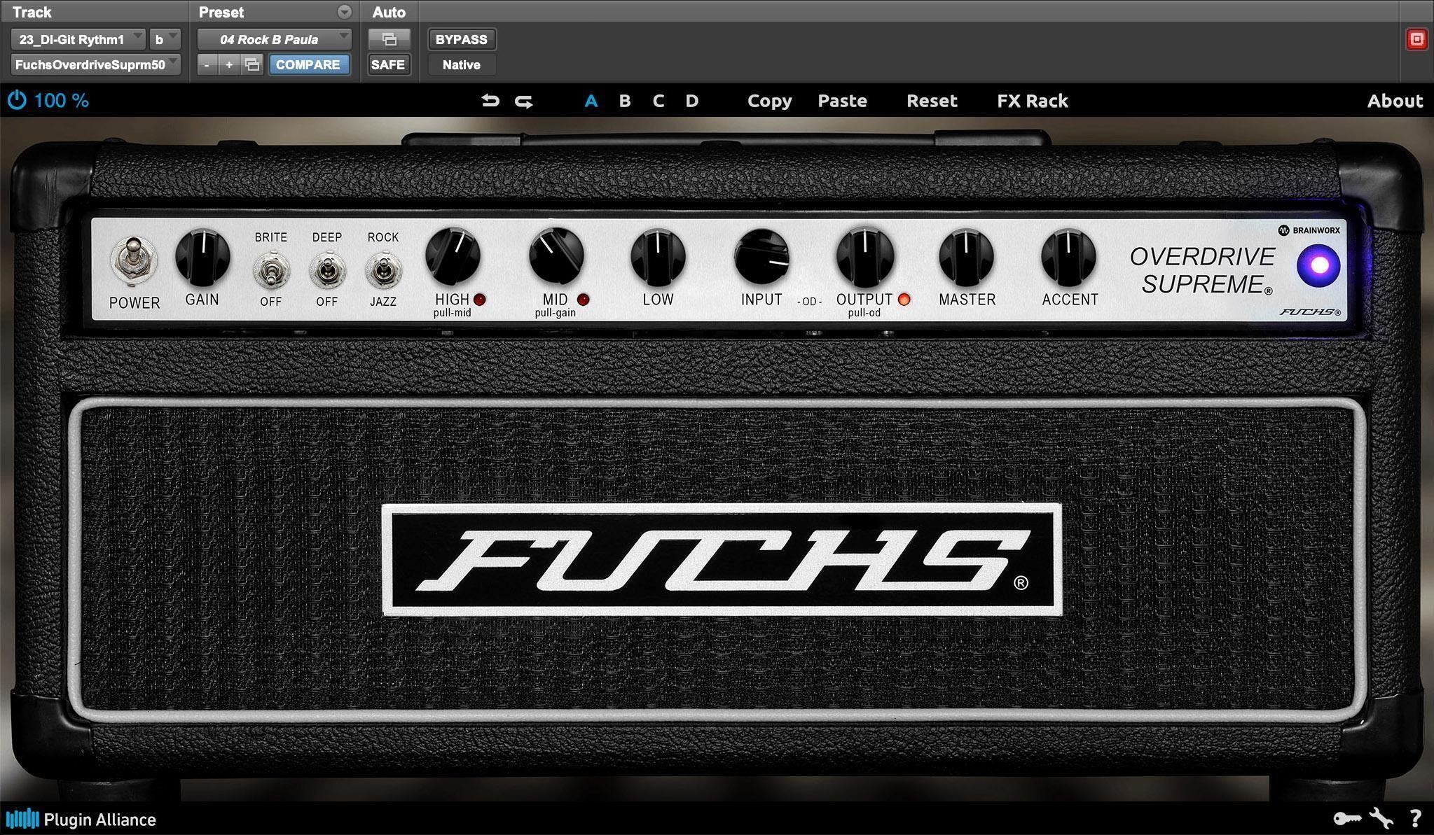 アンプ FUCHS OVERDRIVE SUPREME-50 COMBO Brainworx Fuchs Overdrive Supreme 50 Plug-in | Sweetwater