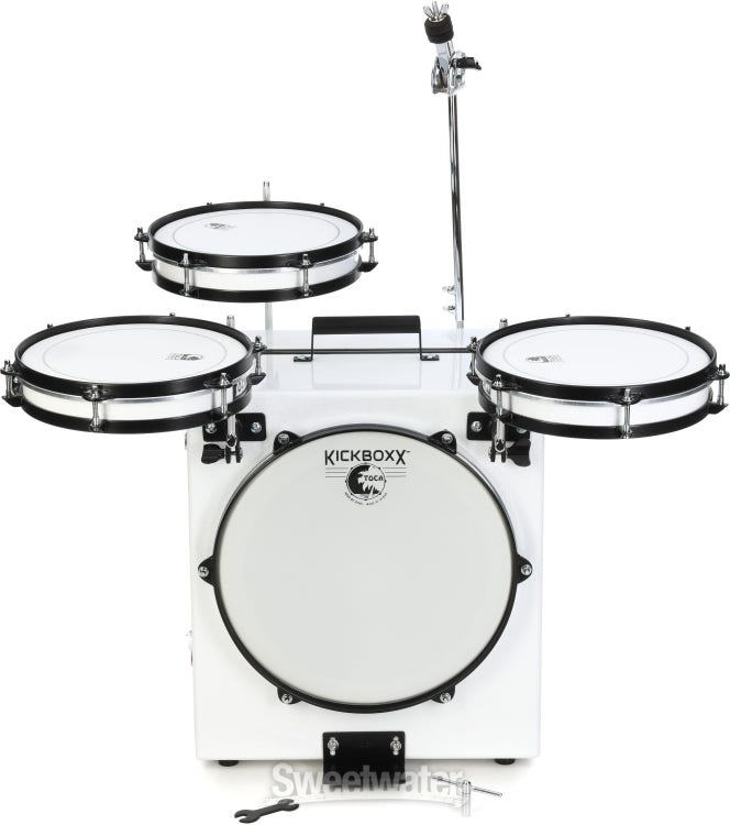 Toca Percussion KickBoxx Pro Suitcase Drum Set - White Glitter, Sweetwater Exclusive
