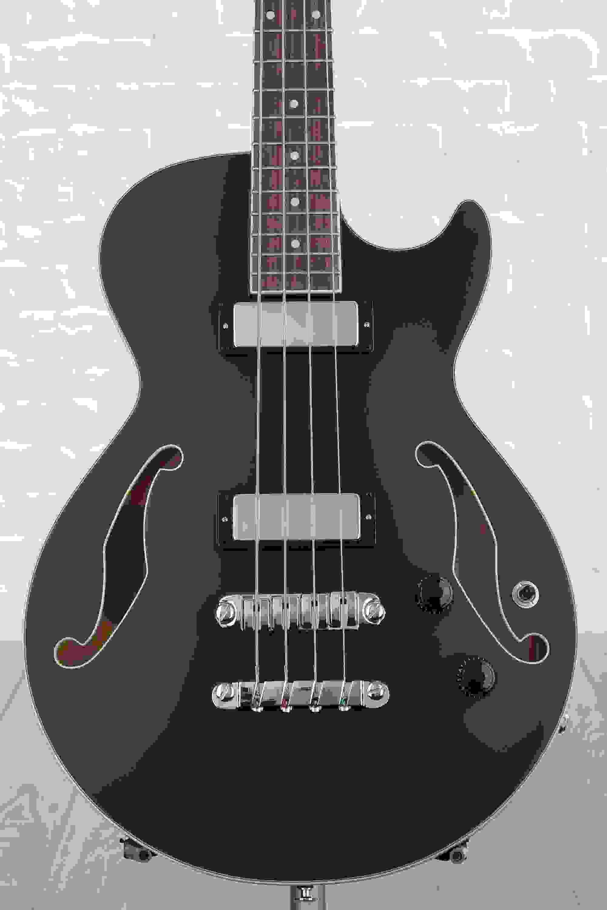 Ibanez AGB200 Semihollow Bass Guitar Black Flat Sweetwater