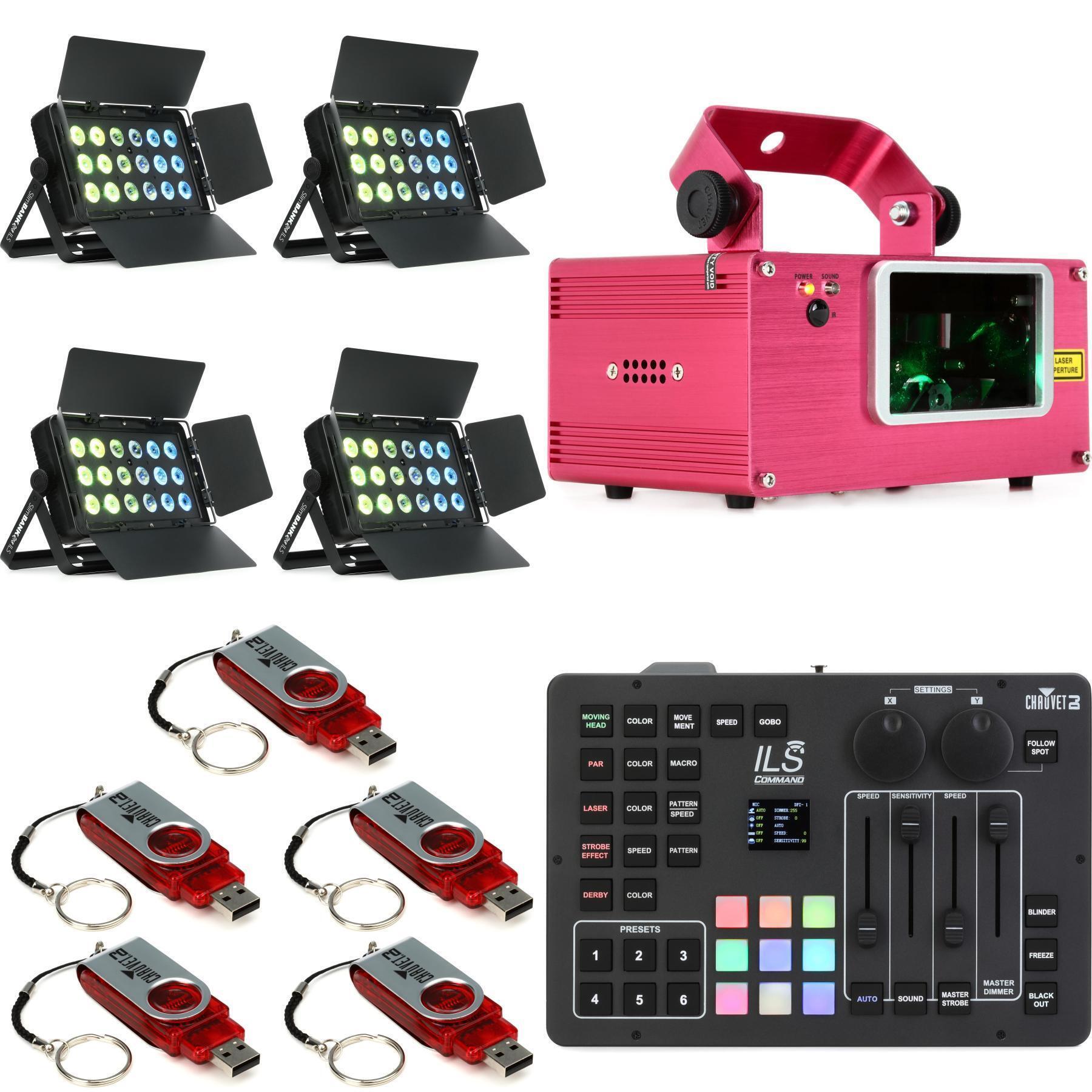 Chauvet DJ Wash and Aerial Laser Effect Light Bundle with Controller