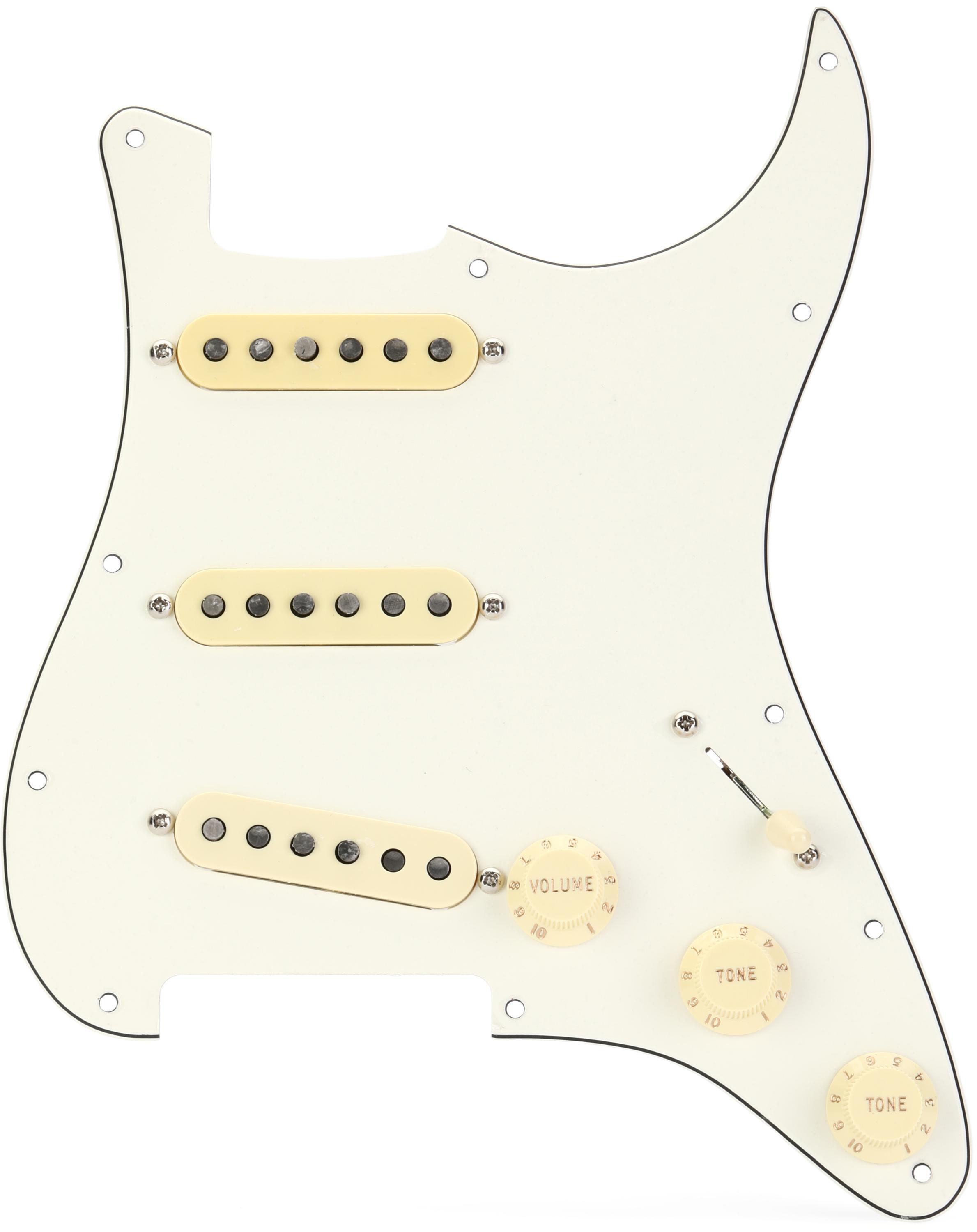 ギター Fender Pre-Wired Strat PG Fender Eric Johnson Prewired Stratocaster Pickguard - Parchment