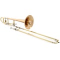 Photo of Yamaha YSL-882GO Xeno Professional F-attachment Trombone - Clear Lacquer with Open Wrap and Gold Brass Bell