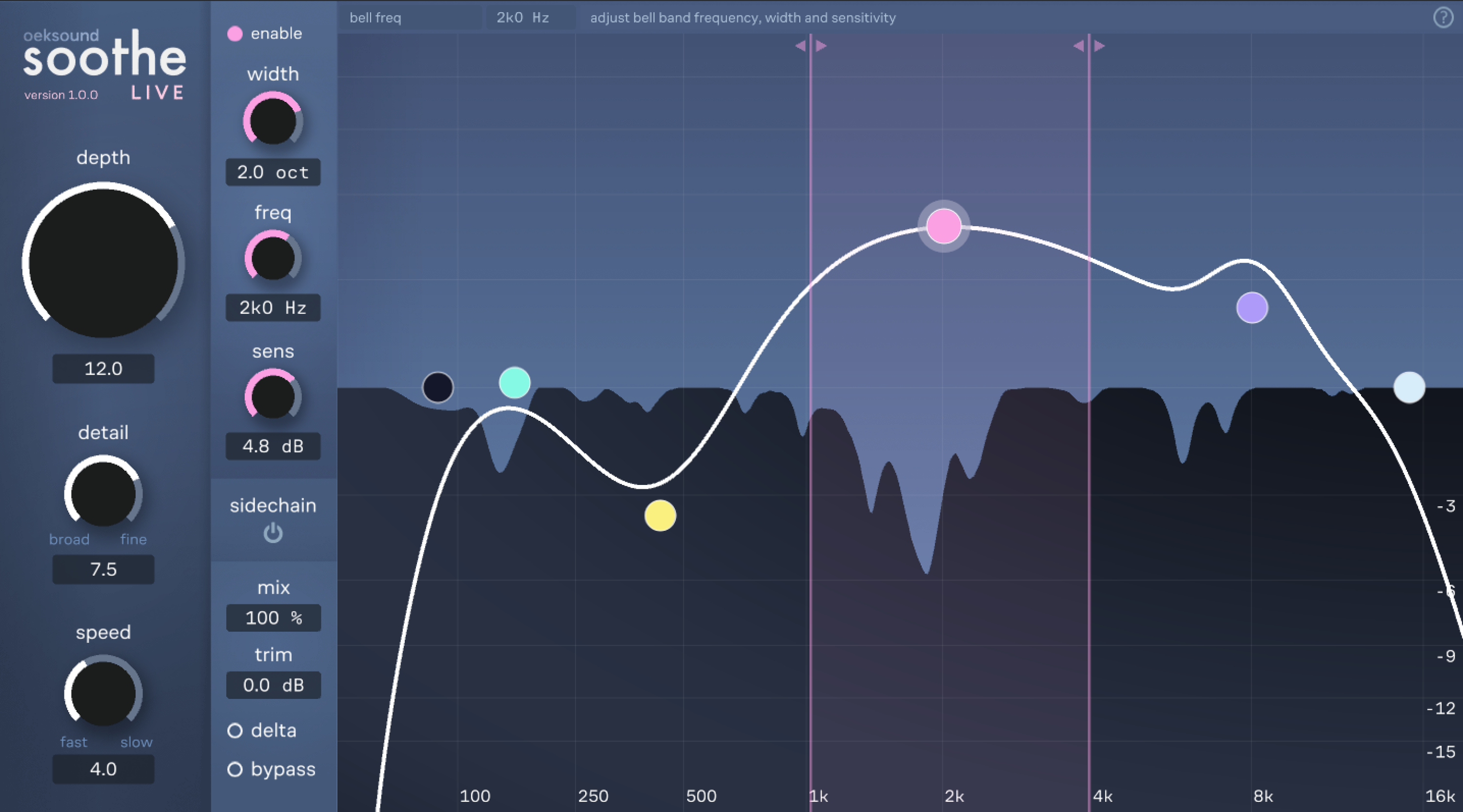 Oeksound Soothe Live Dynamic Resonance Suppressor Plug-in | Sweetwater