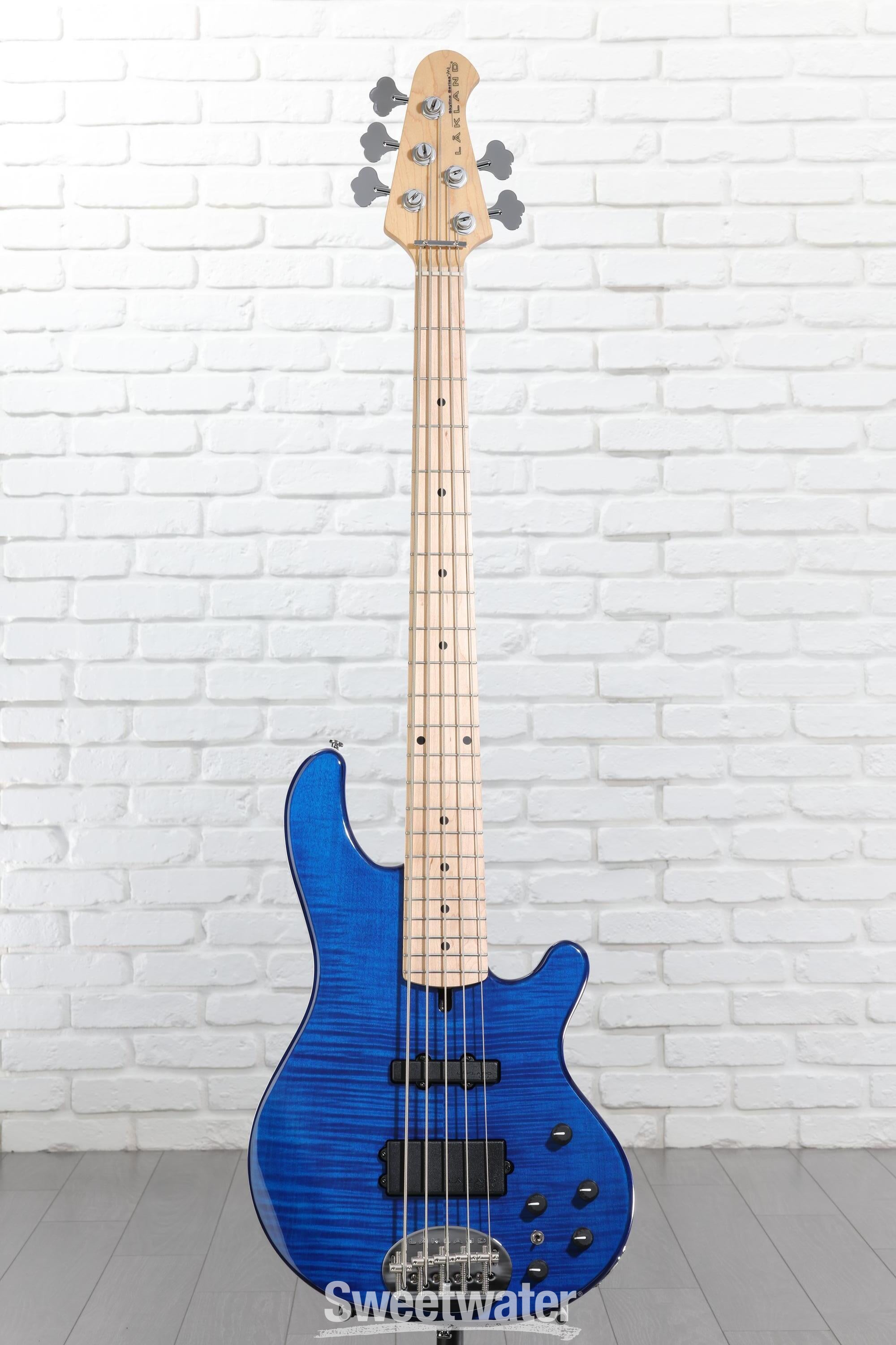 Lakland Skyline 55-02 Deluxe Flame Bass Guitar - Translucent Blue