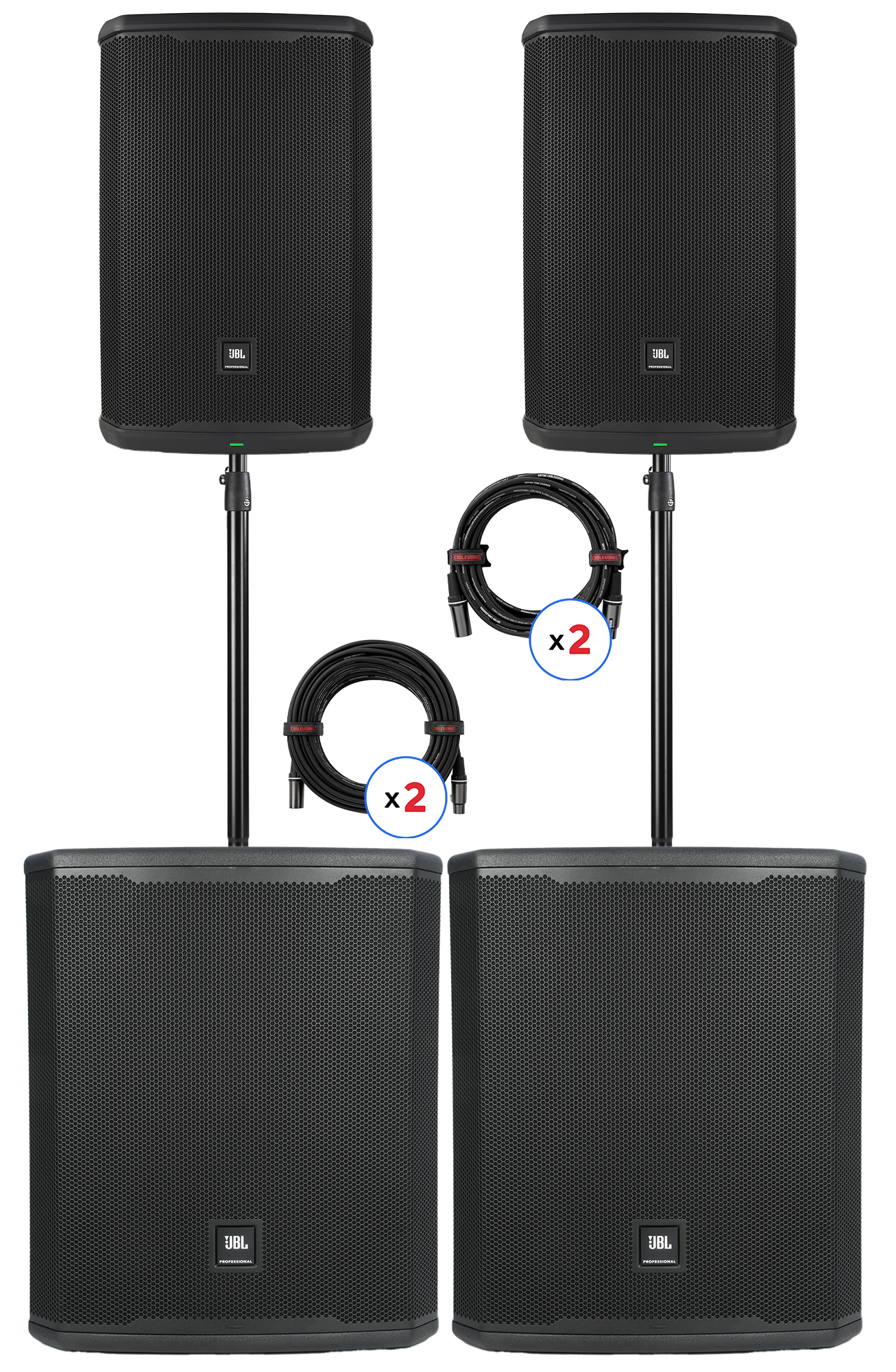 JBL PRX915 15-inch Powered Loudspeaker and PRX918XLF 18-inch Powered Subwoofer PA Bundle