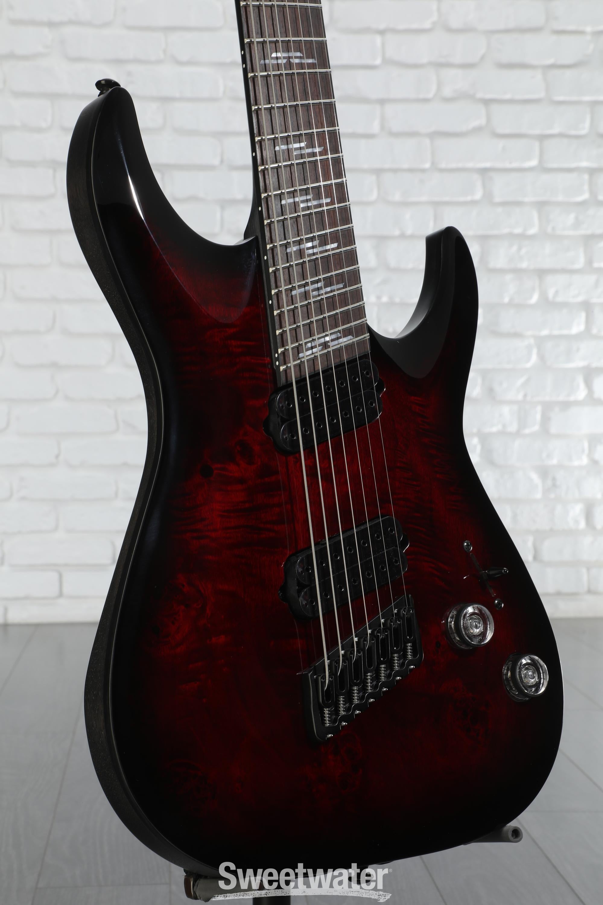 Schecter Omen Elite-7 Multiscale Electric Guitar - Black Cherry Burst