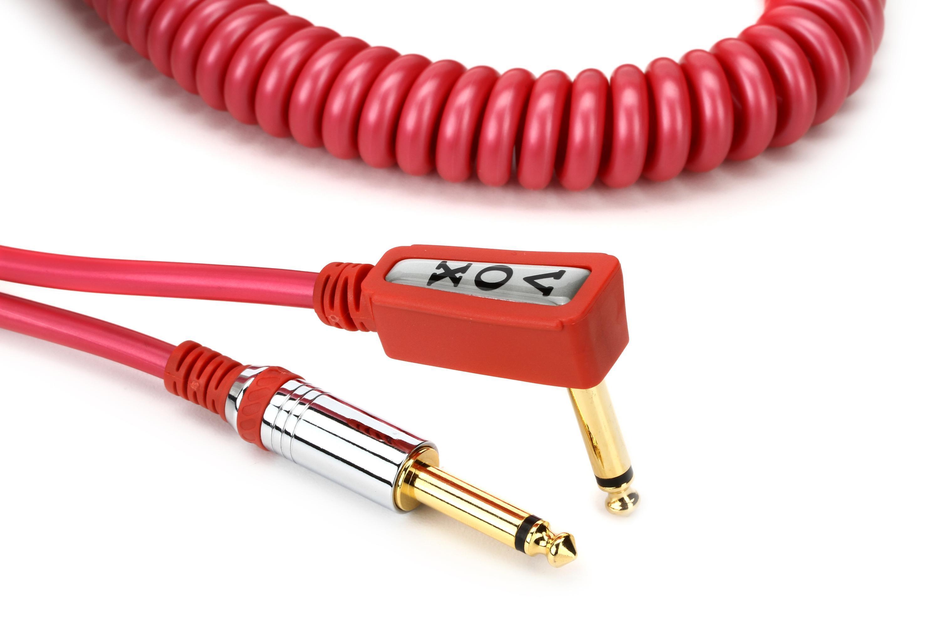 Vox VCC090RD VCC Vintage Straight to Right Angle Coiled Cable - 29.5 foot  Light Red