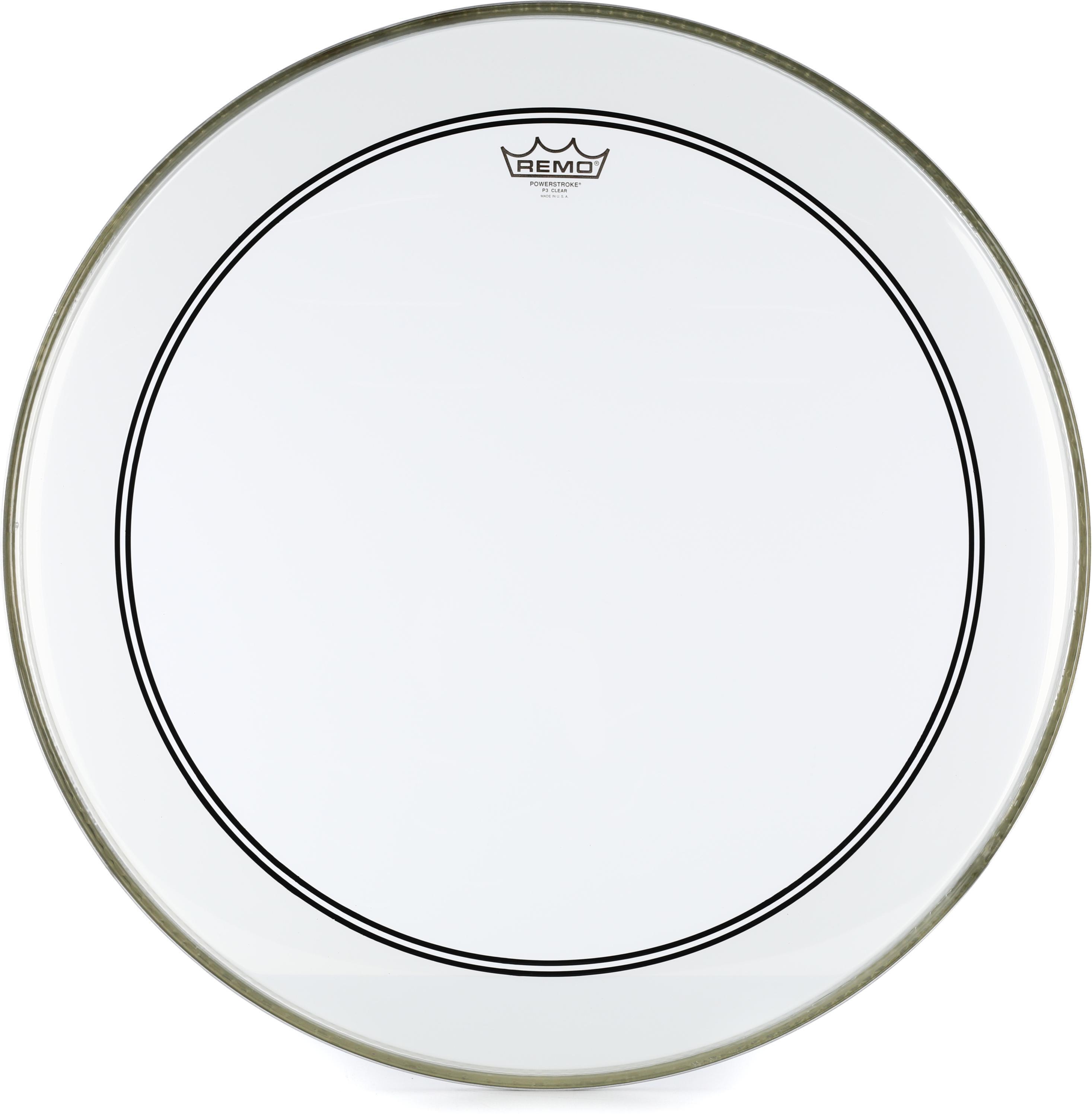 Photo of Remo Powerstroke P3 Clear Bass Drumhead - 24 inch with 2.5 inch Impact Pad
