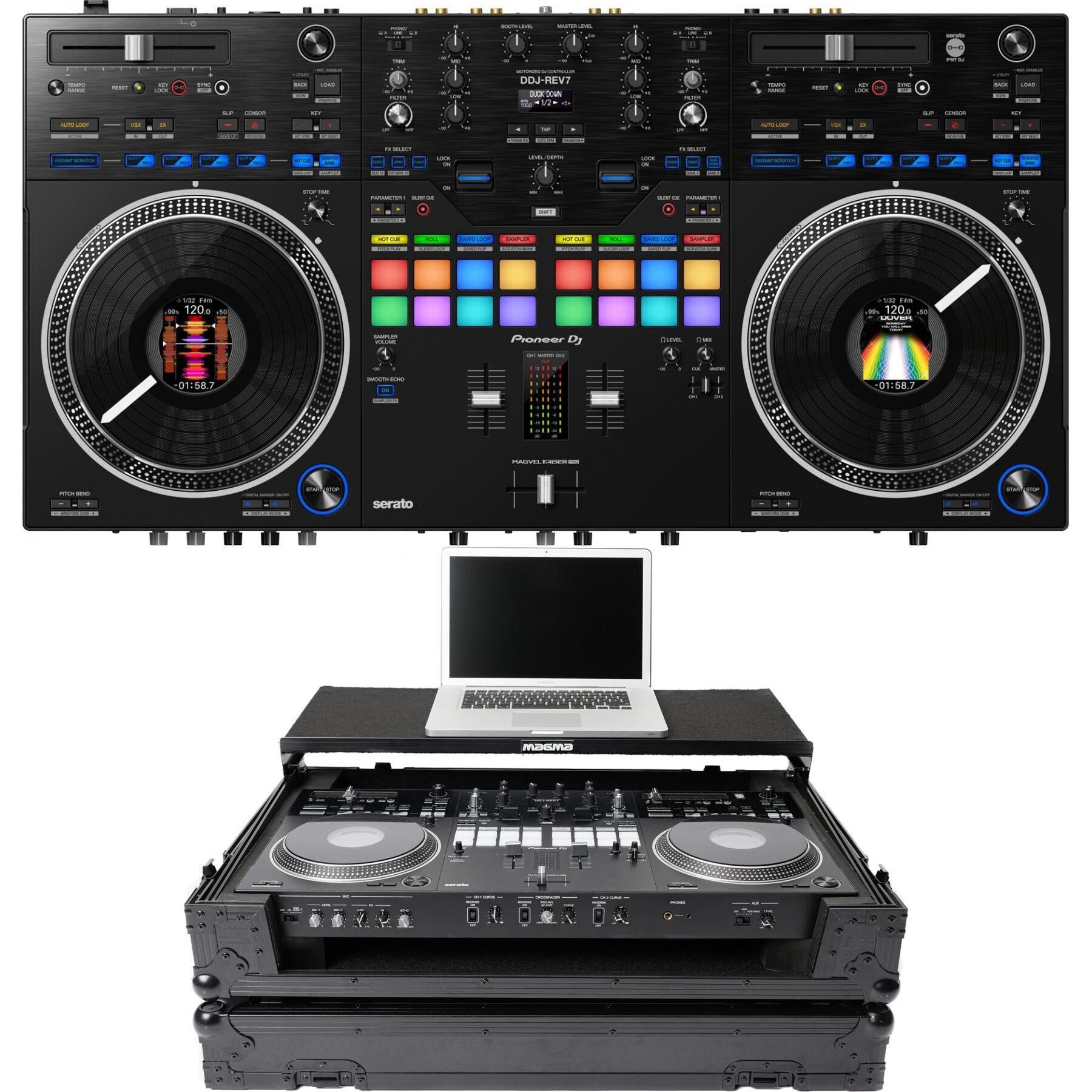 Pioneer DJ DDJ-REV7 2-deck Serato DJ Controller with Magma 