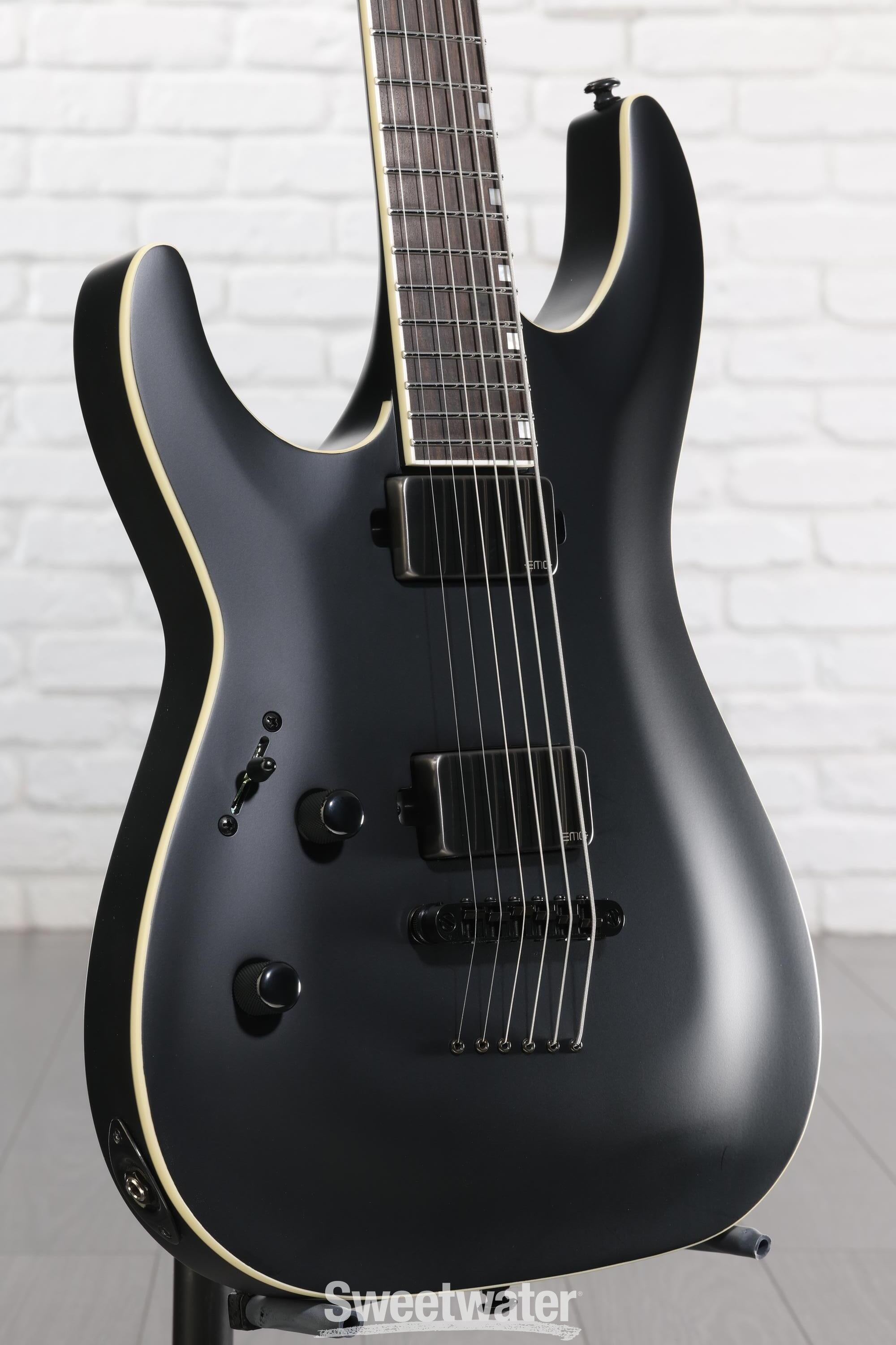 Photo of ESP LTD MH-1000 Baritone Left-handed Electric Guitar - Black Satin