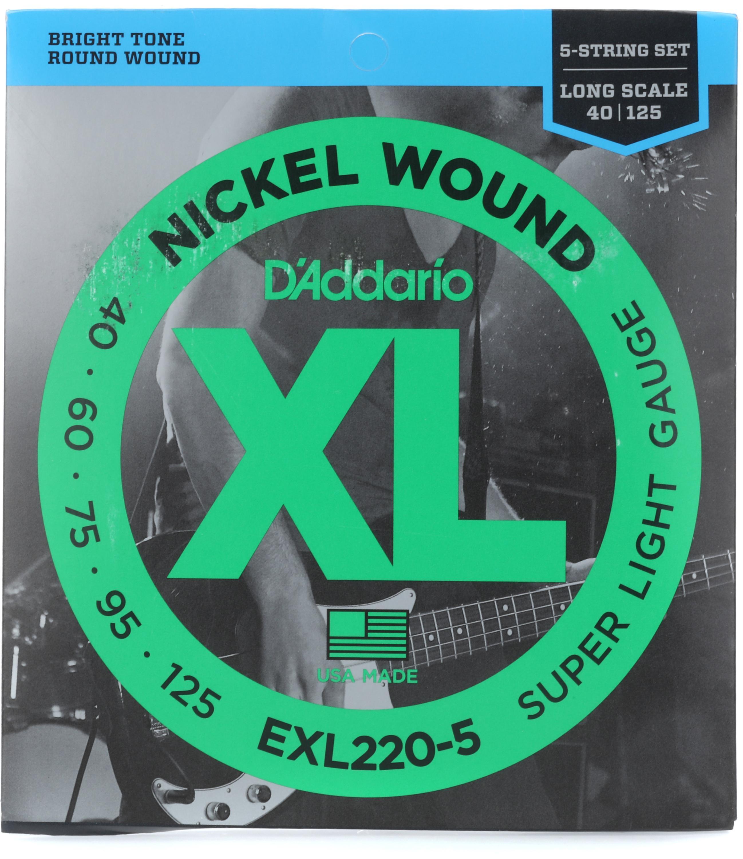 D Addario EXL160 5 Nickel Wound Bass Guitar Strings .050 .135