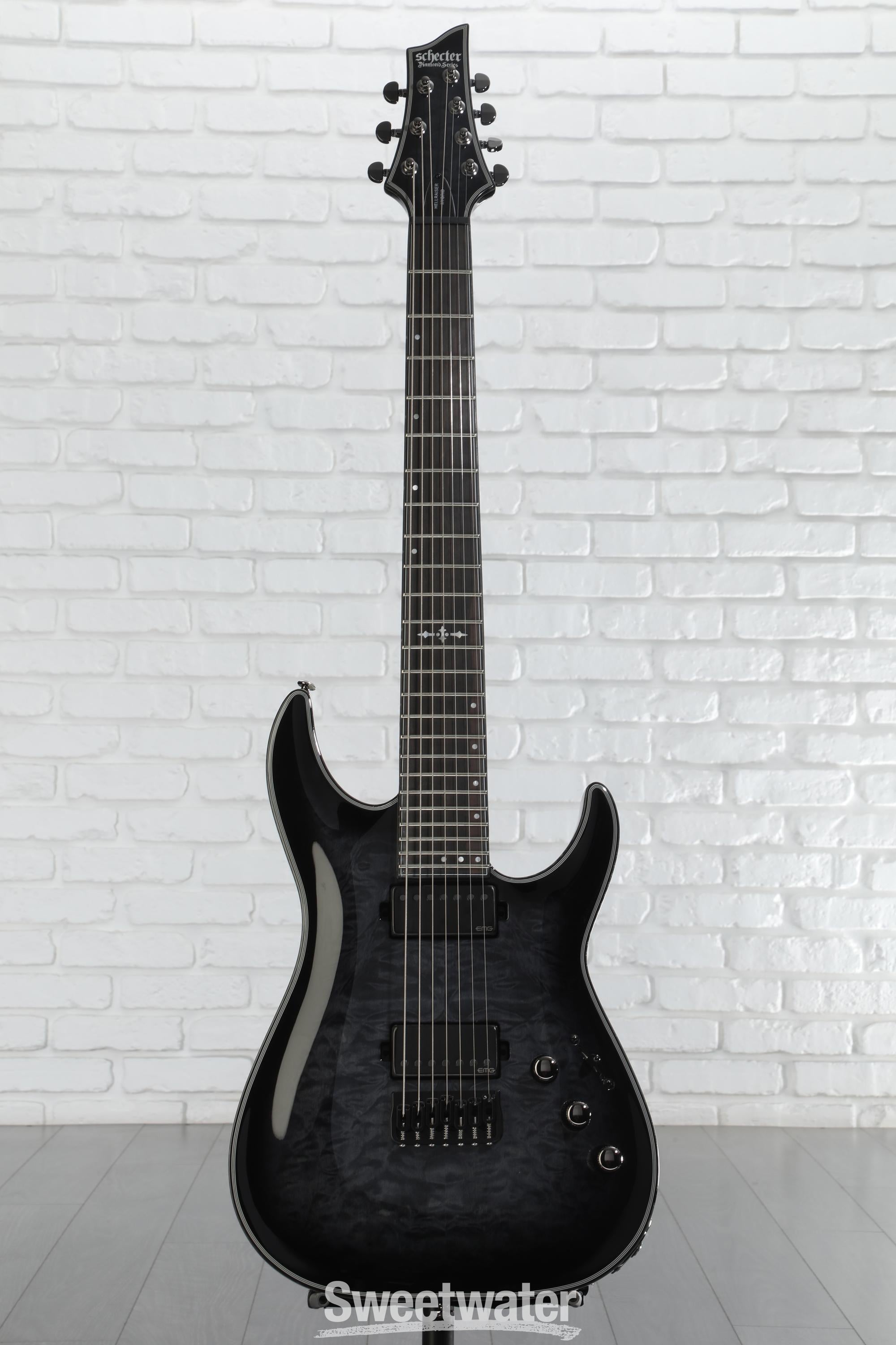 SCHECTER HELLRAISER C-7 BCH EMG サスティナー Schecter Hellraiser Hybrid C-7 Electric Guitar - Trans Black