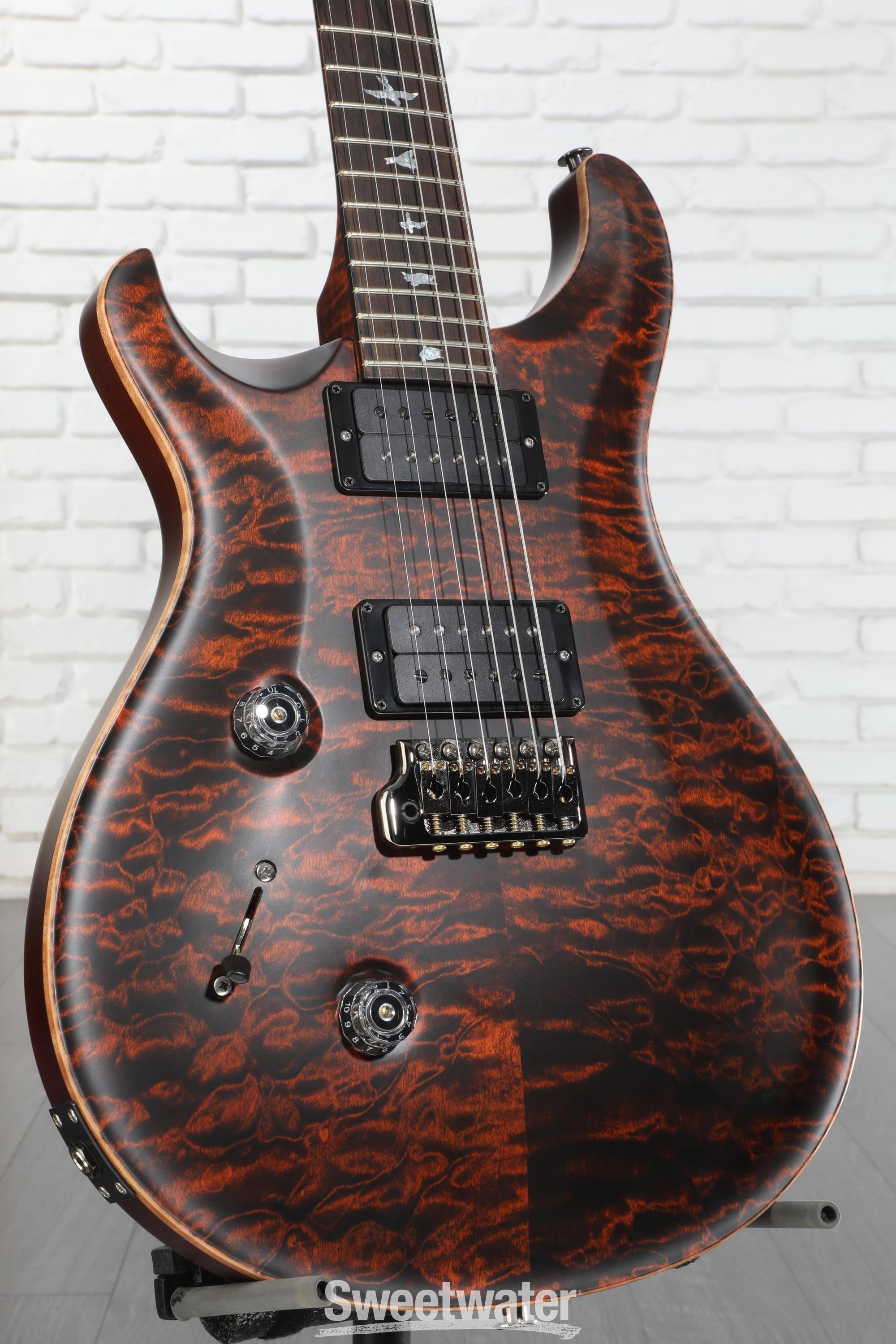 Photo of PRS Wood Library Custom 24 Left-handed 10-Top Electric Guitar - Orange Tiger