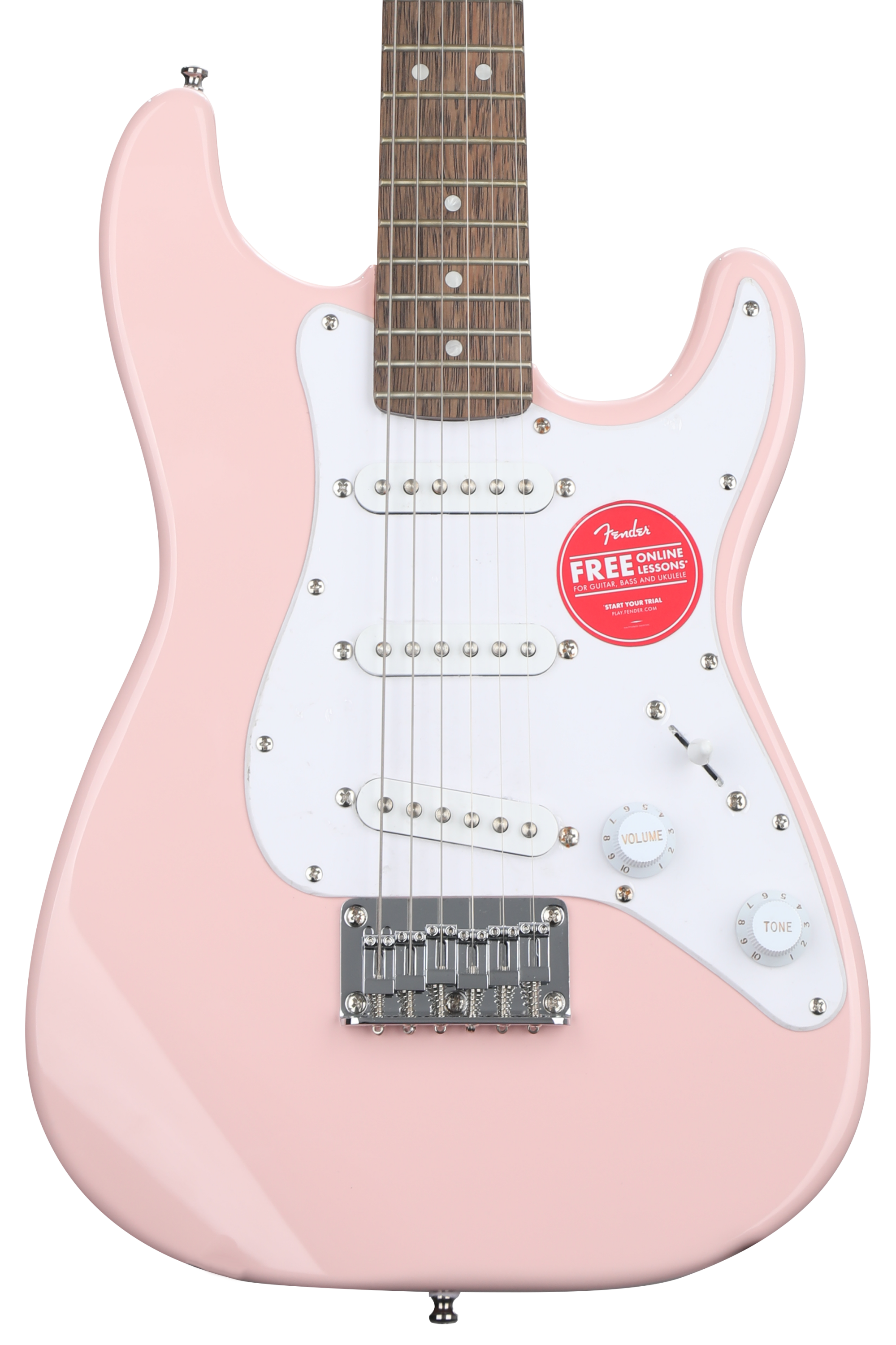 Squier Mini Stratocaster Electric Guitar- Shell Pink with Laurel Fingerboard