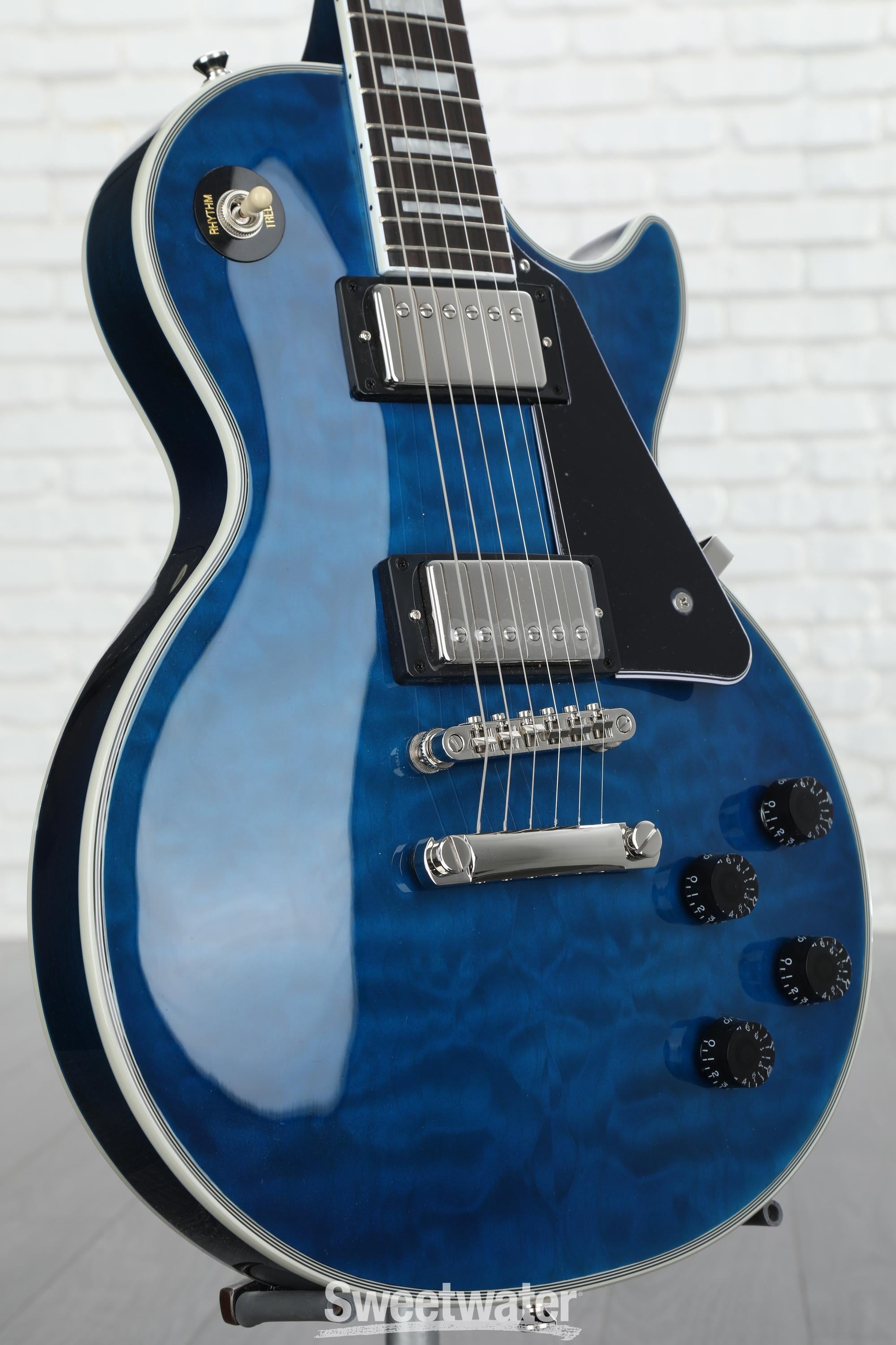 Epiphone Les Paul Custom Electric Guitar - Viper Blue, Sweetwater Exclusive