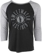 Product Image - This Item - Sweetwater Circle Graphic 3/4-sleeve Raglan T-shirt - Heather Gray/Vintage Black, Small