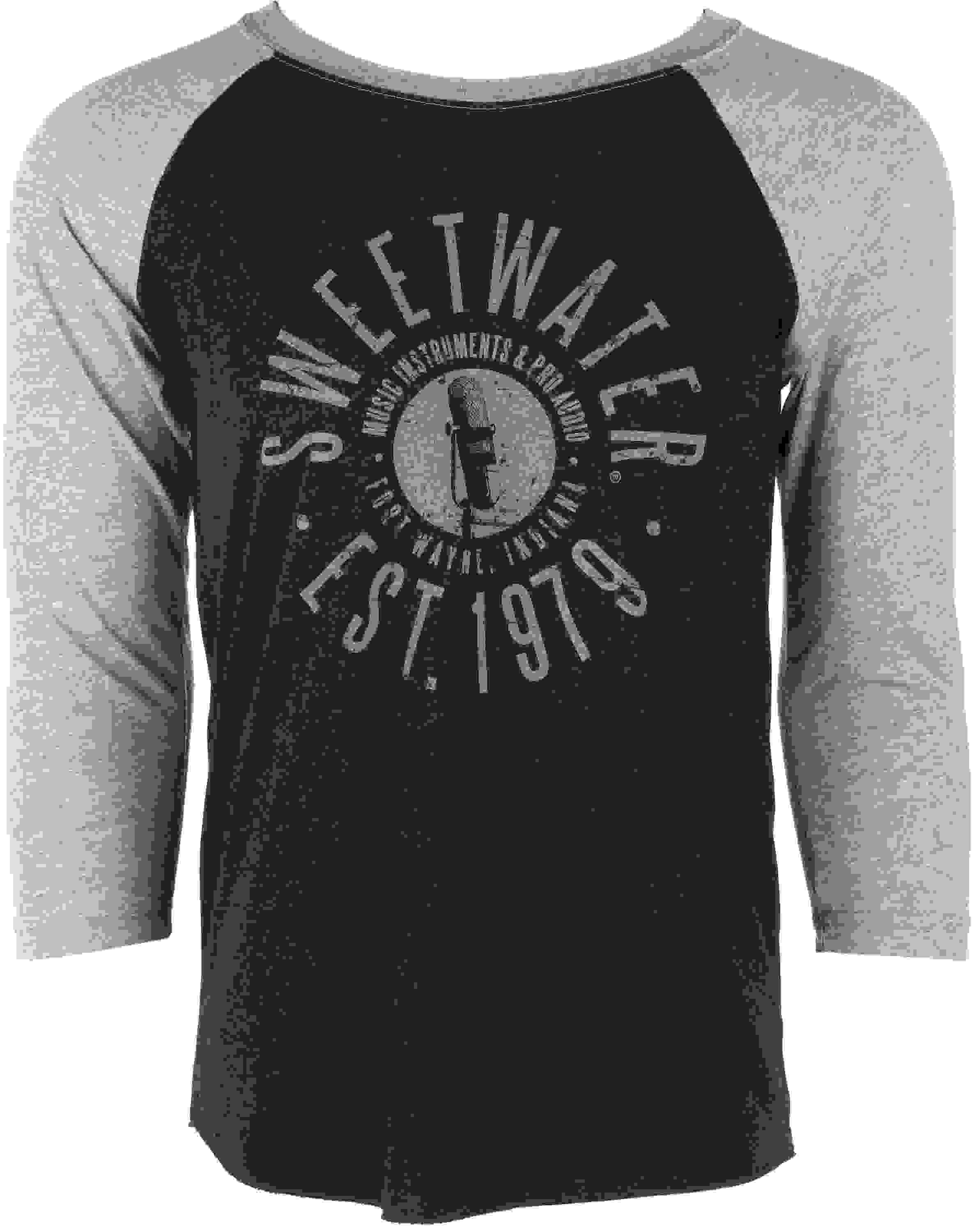 Sweetwater Circle Graphic 3/4-sleeve Raglan T-shirt - Heather Gray/Vintage Black, Small