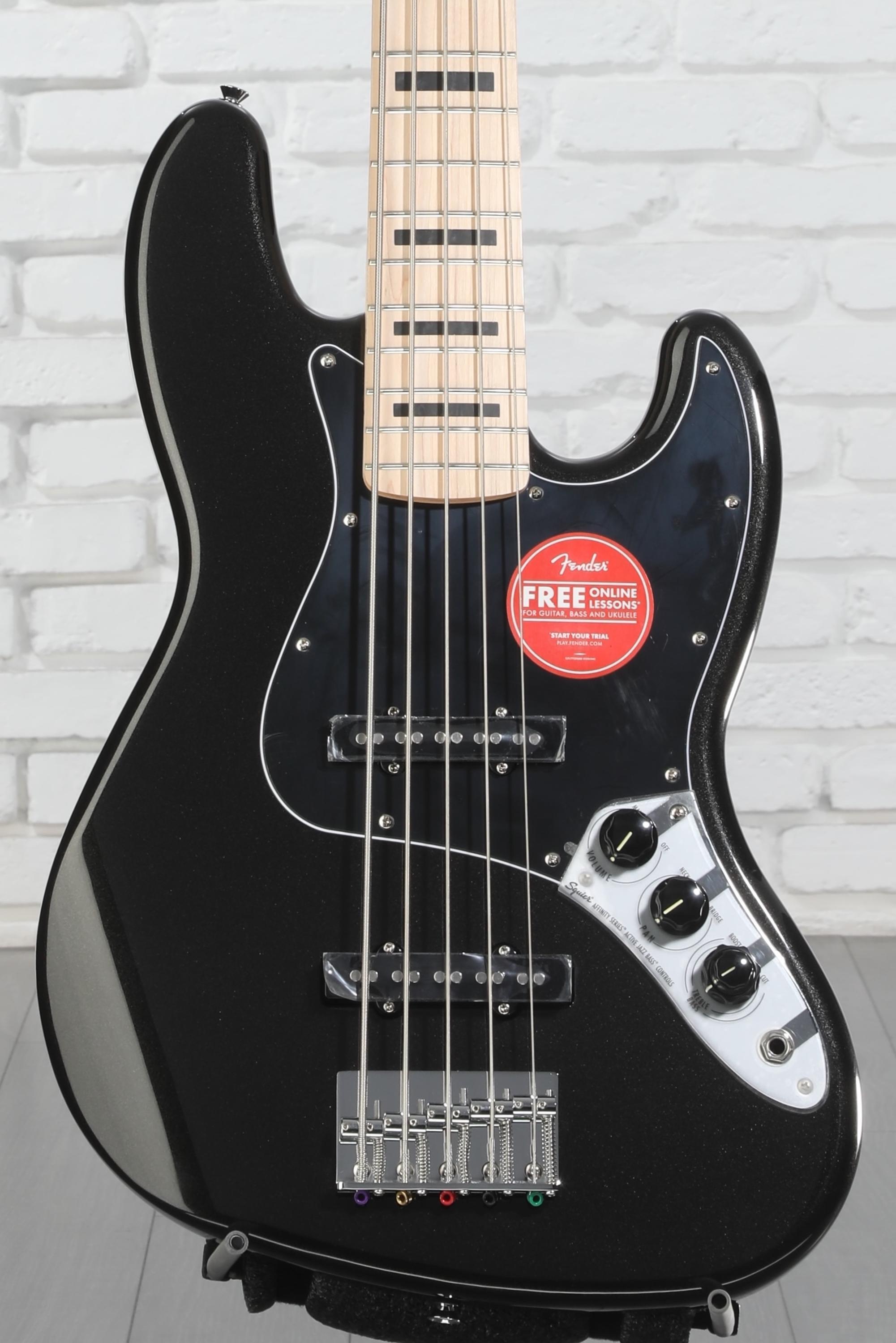 Squier Affinity Series Active Jazz Bass V - Black | Sweetwater
