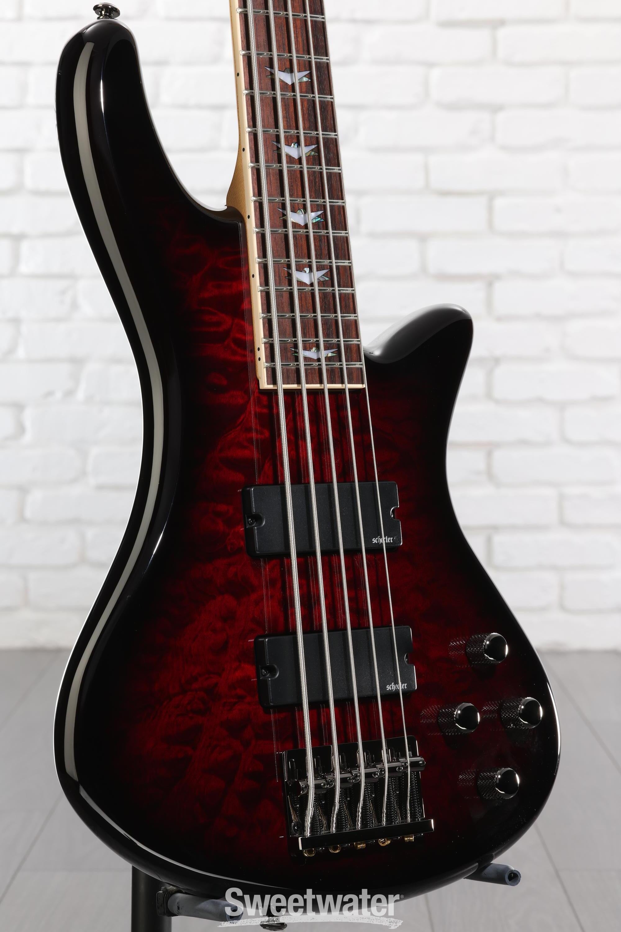 Photo of Schecter Stiletto Extreme 5 Bass Guitar - Black Cherry